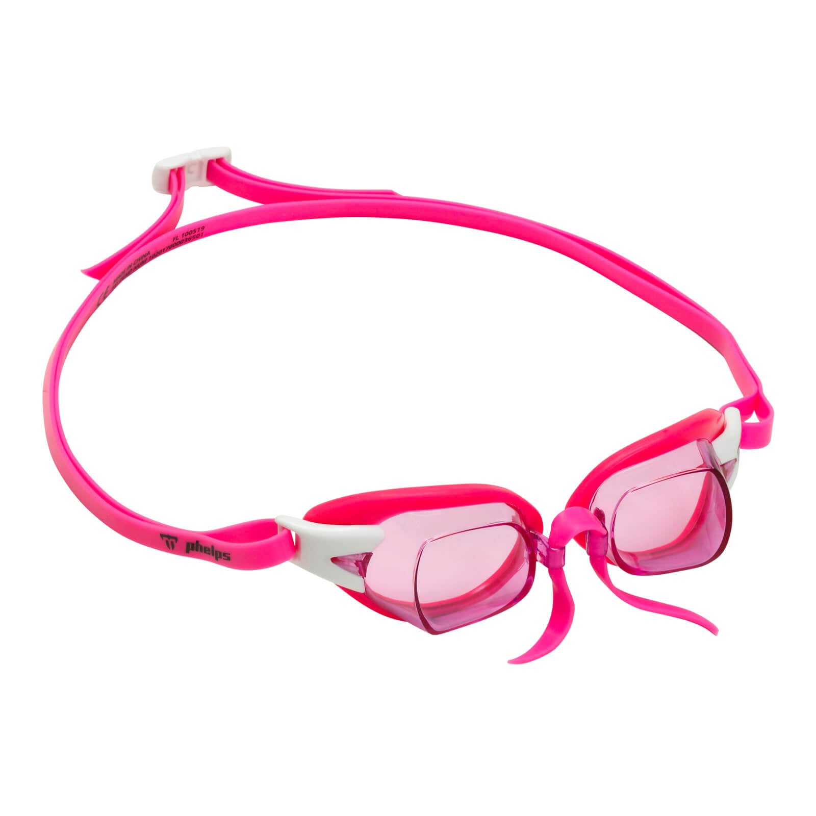 Phelps Chronos Competition Race Anti-Fog Adult Men's Swimming Goggles Pink/White - Pink