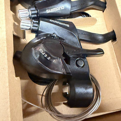 Shimano ST-EF41 EZ Fire Plus STI Set for V-brakes 3 x 6 Speed 2-Finger Lever 6 Speed Bike Shifter Set