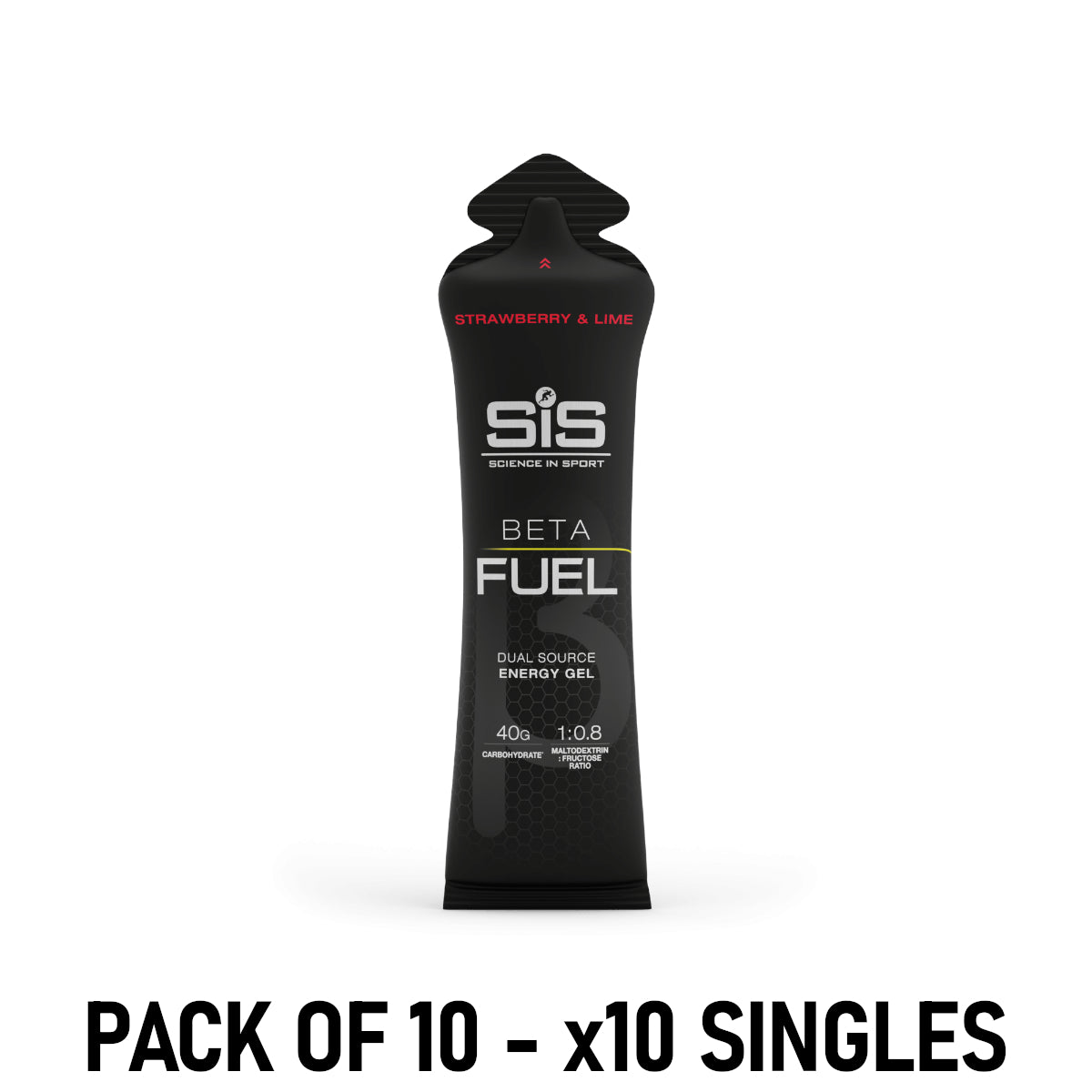 SIS Beta Fuel Energy Gel 60ml Sports Energy Gel Strawberry and Lime Pack of 10