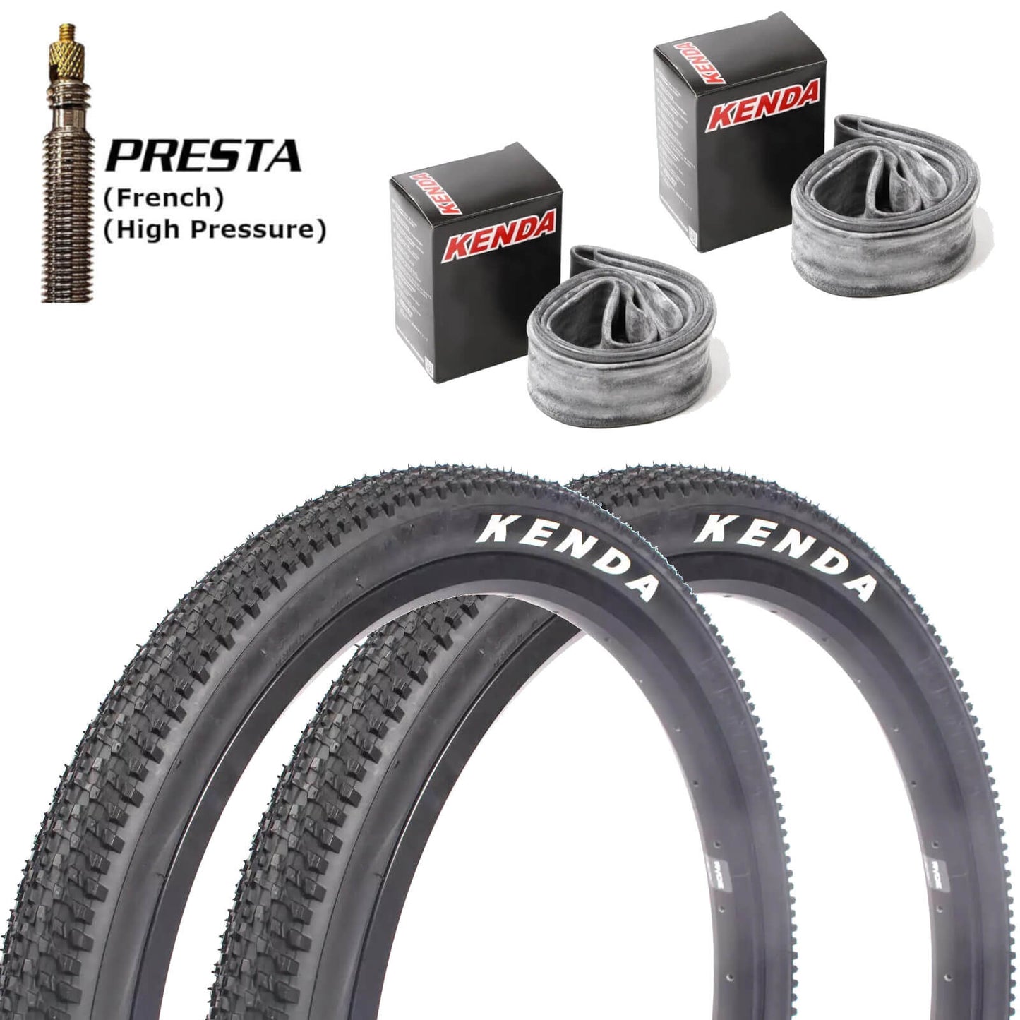 Kenda K1153 Aptor 26 Inch Bike Tyre 26x2.1" Pair of Tyres With Presta Tubes