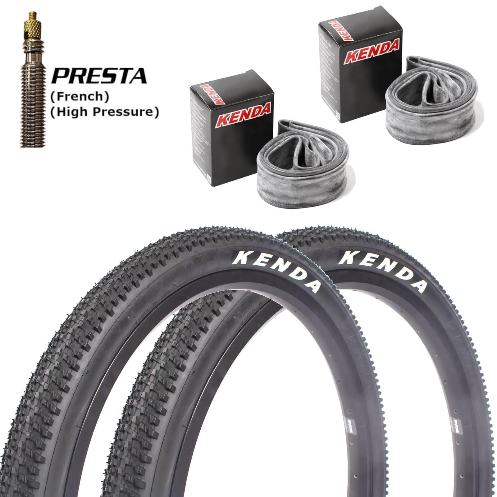 Kenda K1153 Aptor 24x1.95" 24 Inch Bike Tyre Pair of Tyres With Presta Tubes