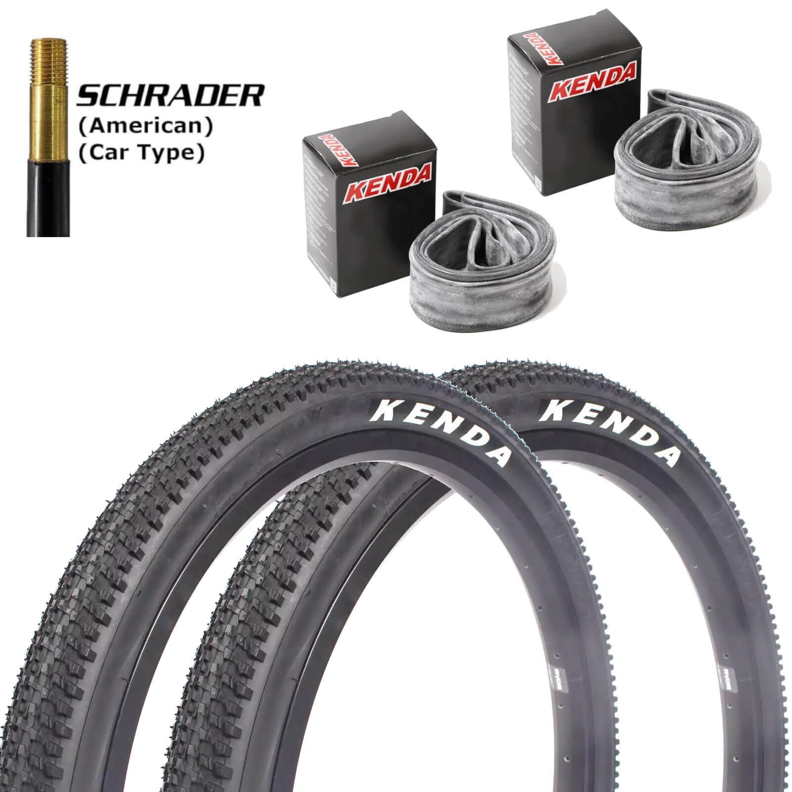 Kenda K1153 Aptor 27.5 Inch Bike Tyre 27.5x2.1" Pair of Tyres With Schrader Tubes