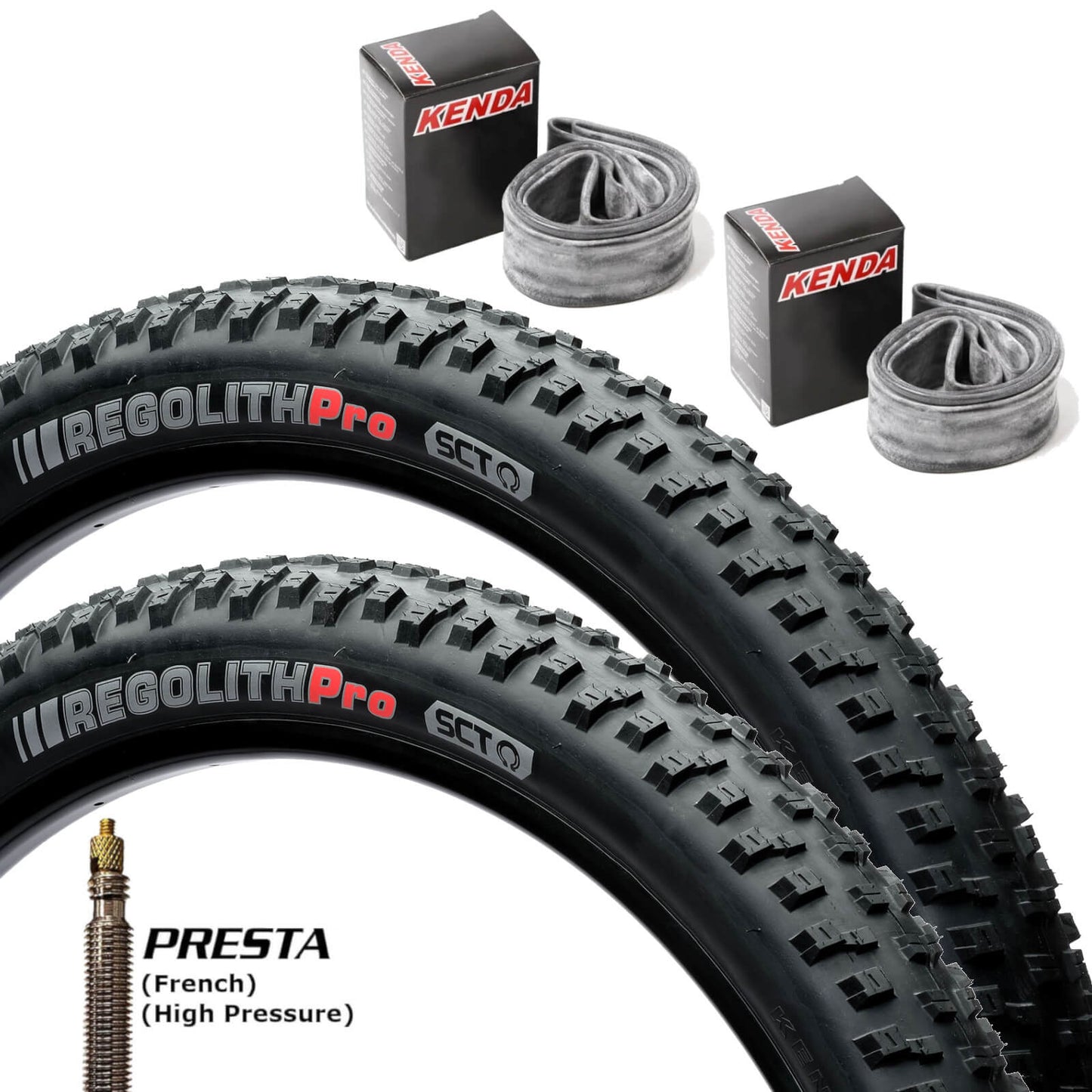 Kenda Regolith Pro SCT 29 Inch Bike Tyre 29x2.6" Pair of Tyres With Presta Tubes