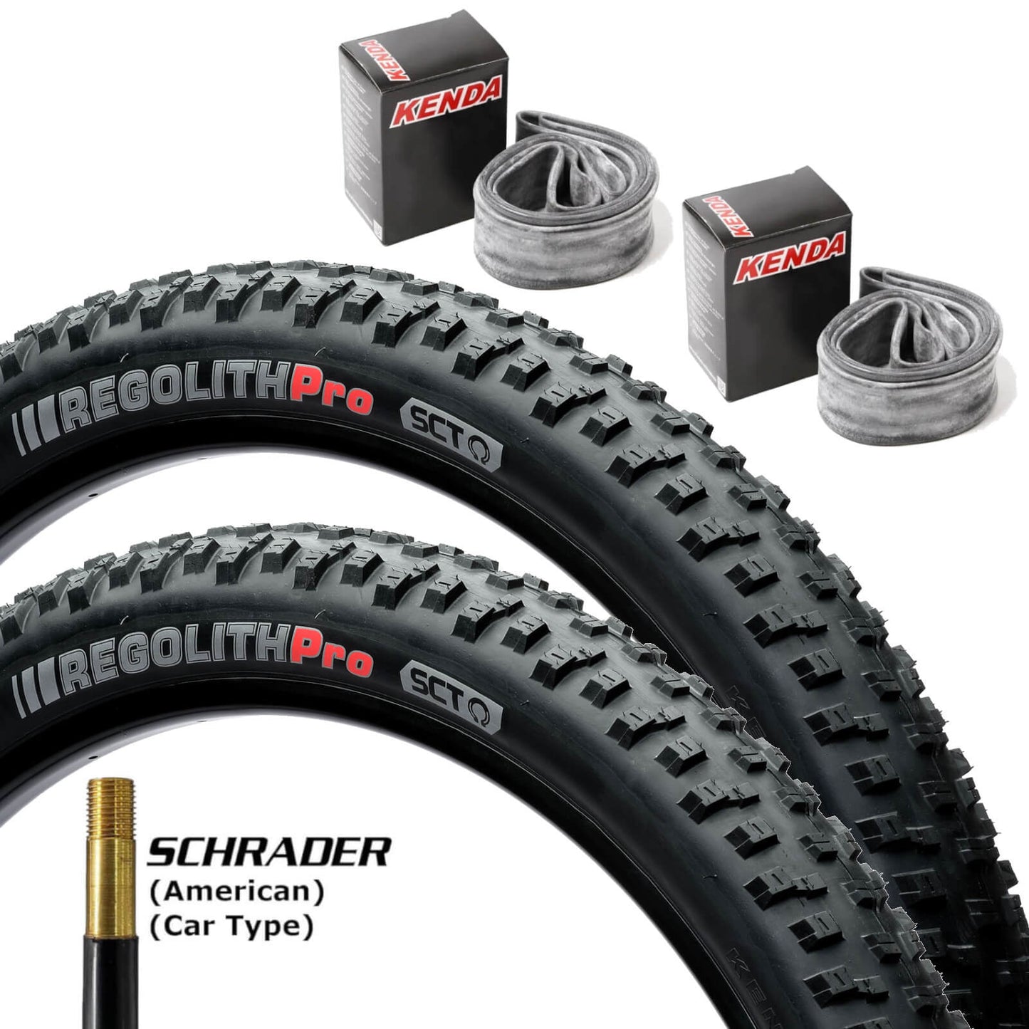 Kenda Regolith Pro SCT 29 Inch Bike Tyre 29x2.6" Pair of Tyres With Schrader Tubes