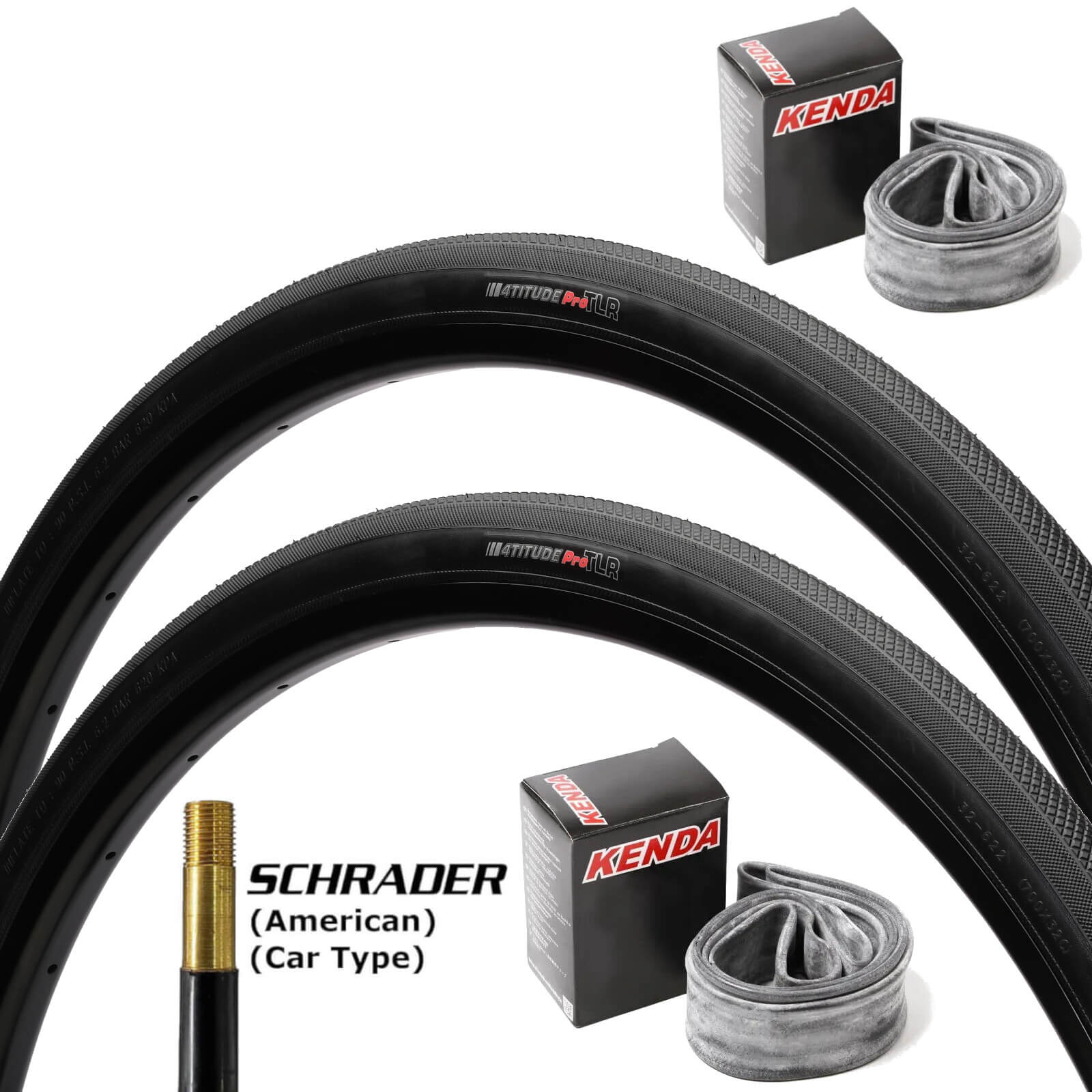 Kenda 4Titude Pro GCT 700c Bike Tyre Black 700x42c Pair of Tyres With Schrader Tubes