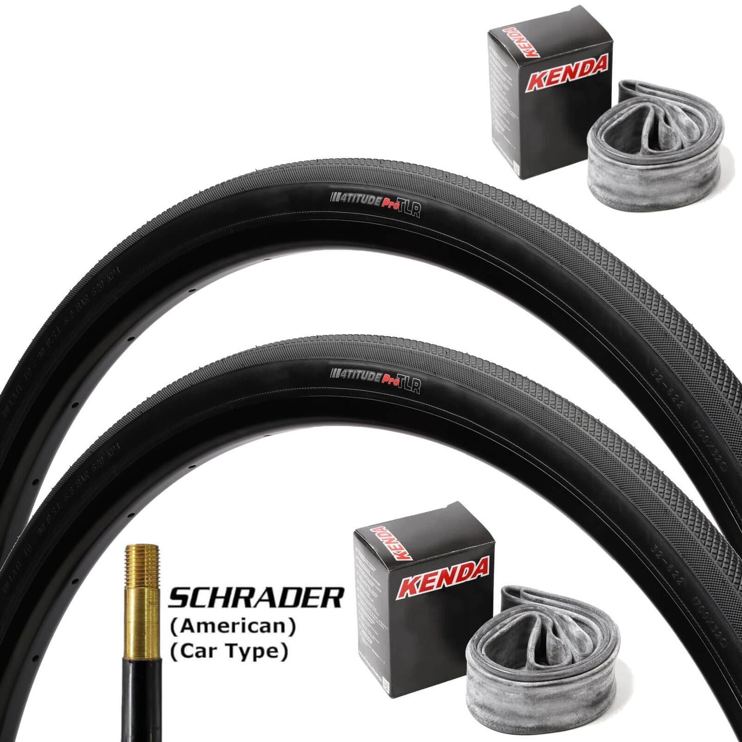 Kenda 4Titude Pro TLR 700c Bike Tyre 700x32c Pair of Tyres With Schrader Tubes