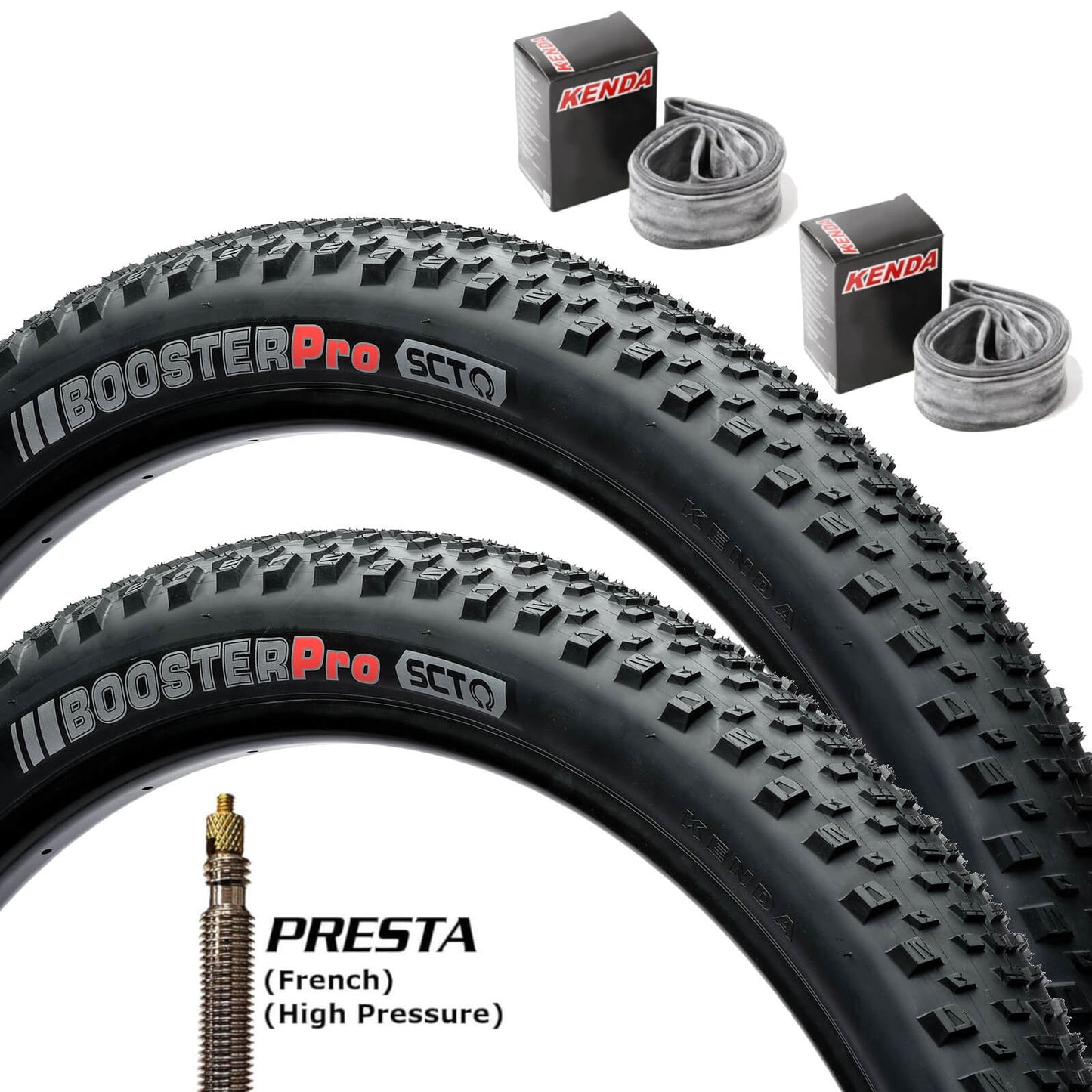 Kenda Booster Pro SCT 27.5x2.4" 27.5 Inch Bike Tyre Pair of Tyres With Presta Tubes