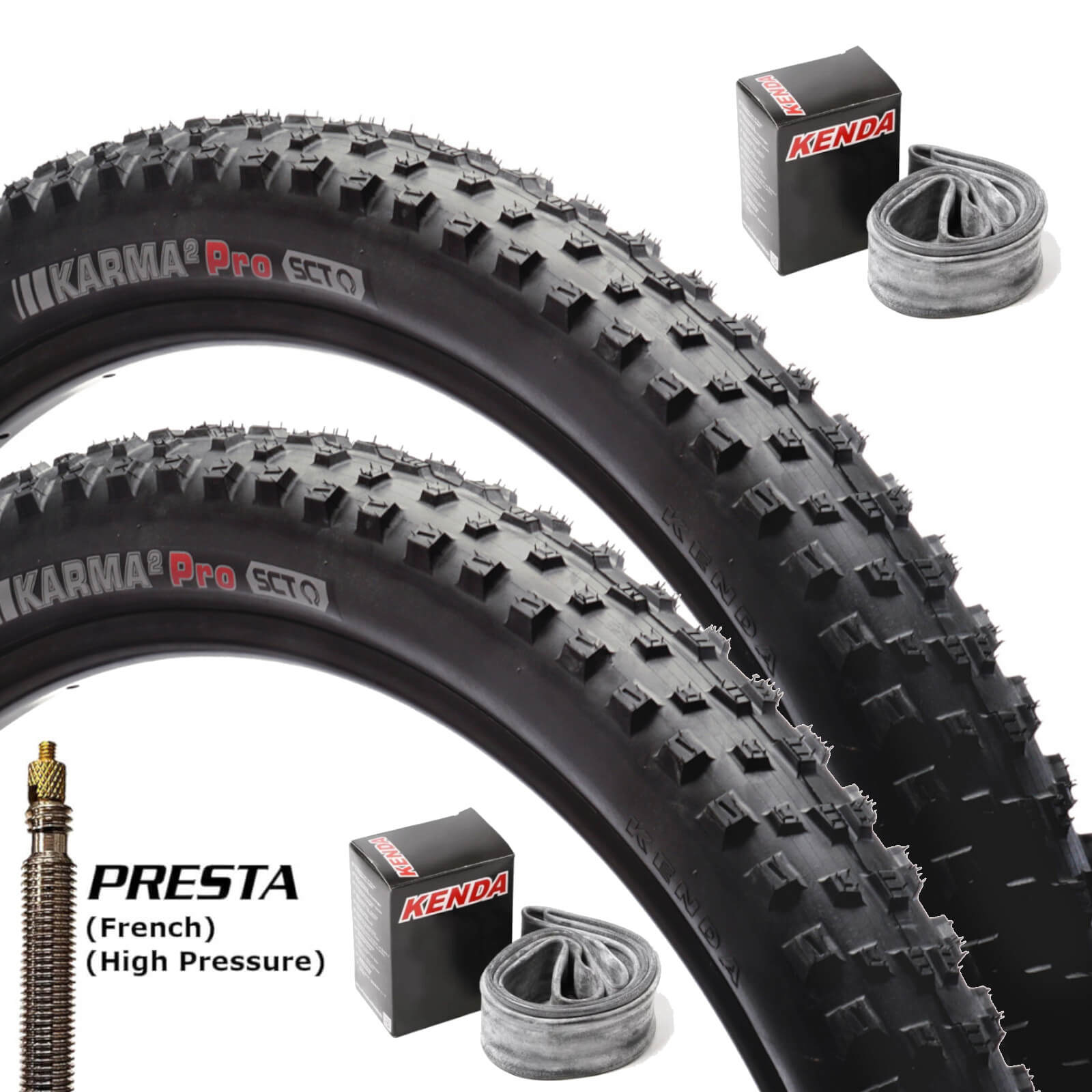 Kenda Karma 2 Pro SCT 29 Inch Bike Tyre 29x2.4" Pair of Tyres With Presta Tubes