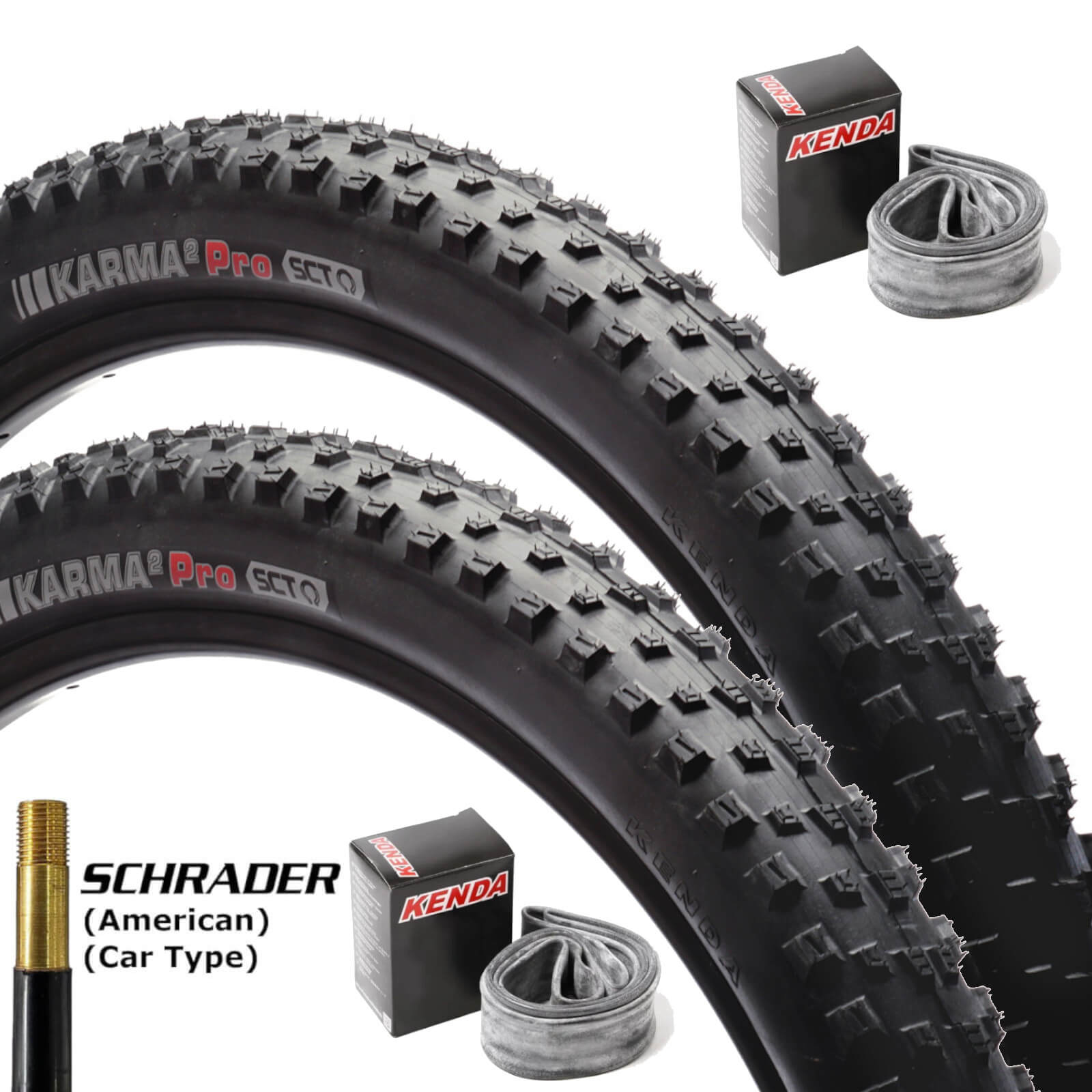 Kenda Karma 2 Pro SCT 27.5x2.4" 27.5 Inch Bike Tyre Pair of Tyres With Schrader Tubes