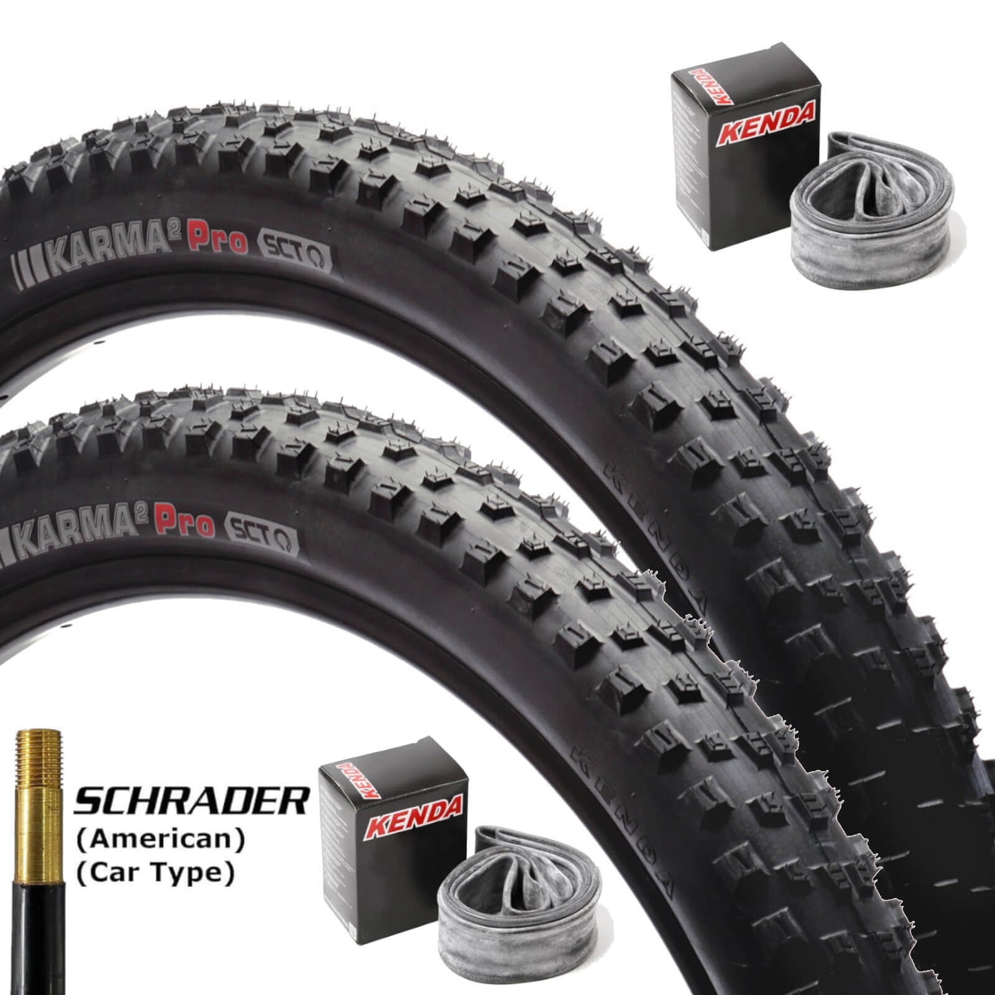 Kenda Karma 2 Pro SCT 29 Inch Bike Tyre 29x2.4" Pair of Tyres With Schrader Tubes