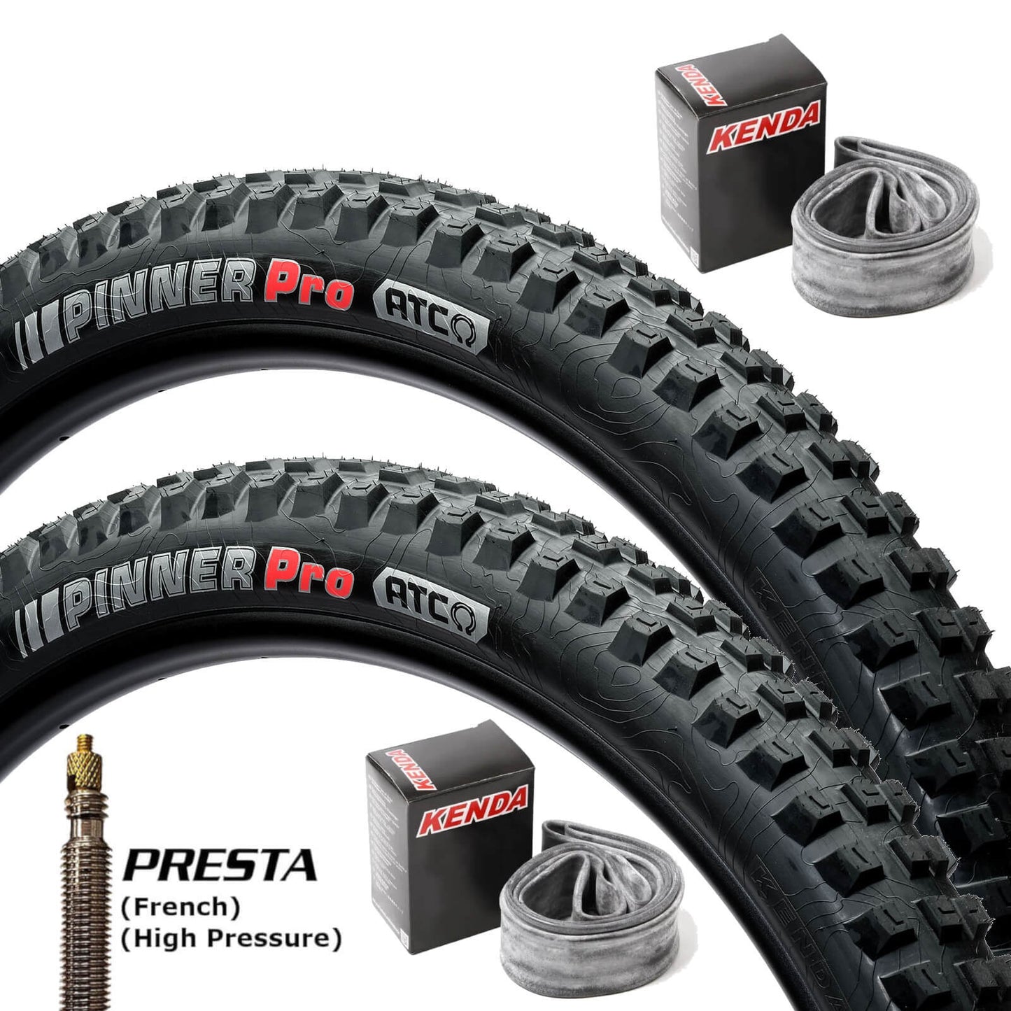 Kenda Pinner Pro ATC 29x2.4" 29 Inch Bike Tyre Pair of Tyres With Presta Tubes