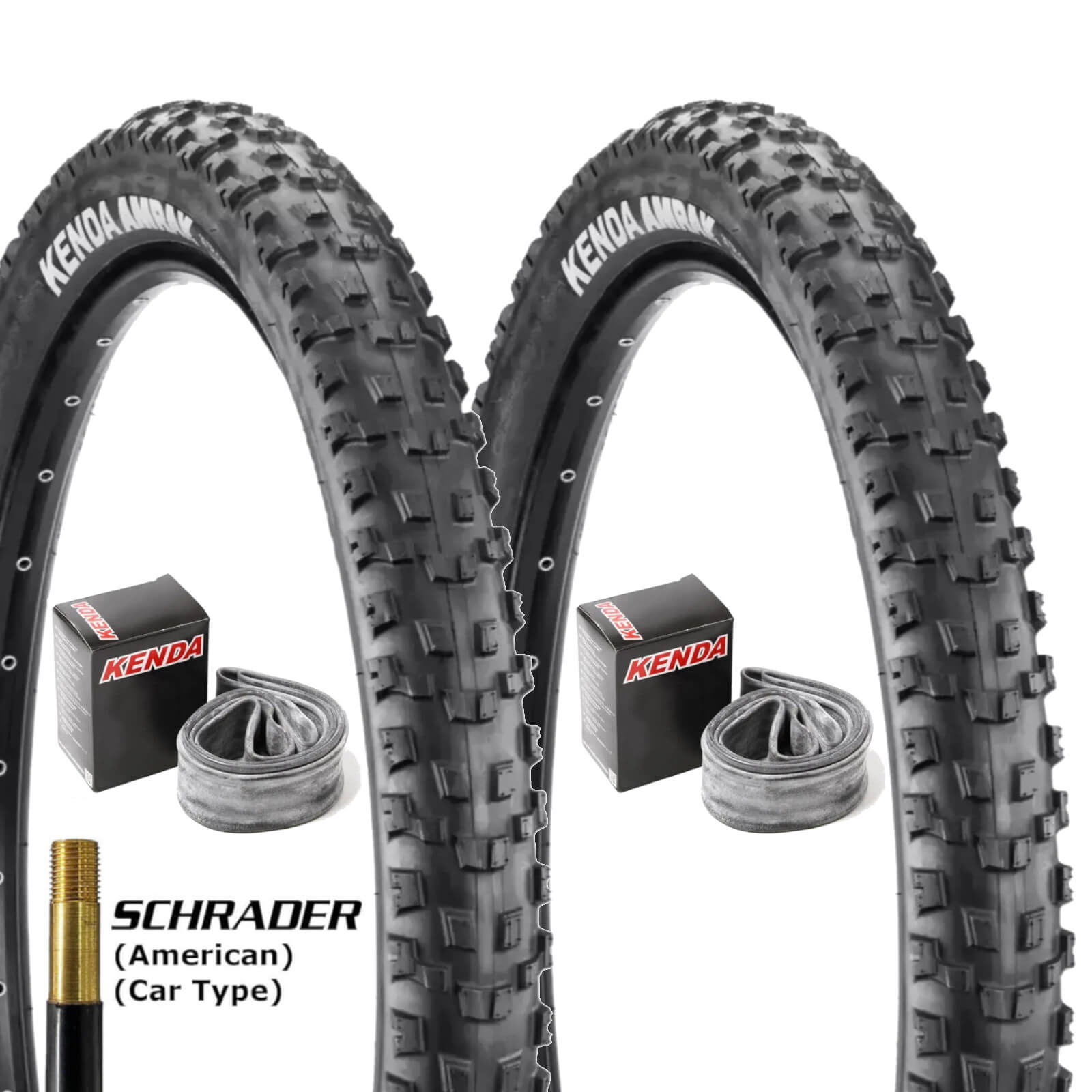 Kenda K1247 Amrak 27.5 Inch Bike Tyre 27.5x2.8" Pair of Tyres With Schrader Tubes