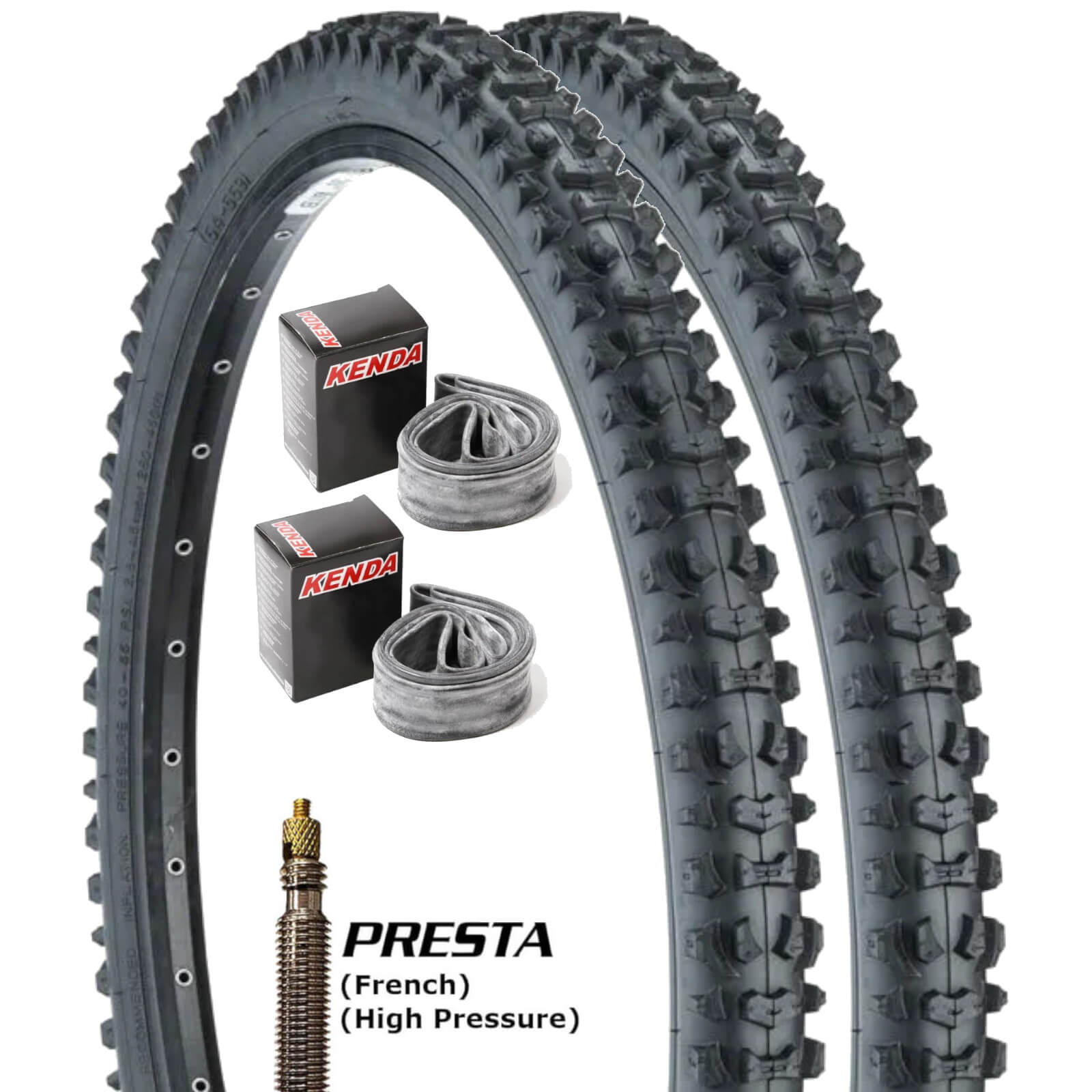 Kenda K816 Smoke 26x1.95" 26 Inch Bike Tyre Pair of Tyres With Presta Tubes