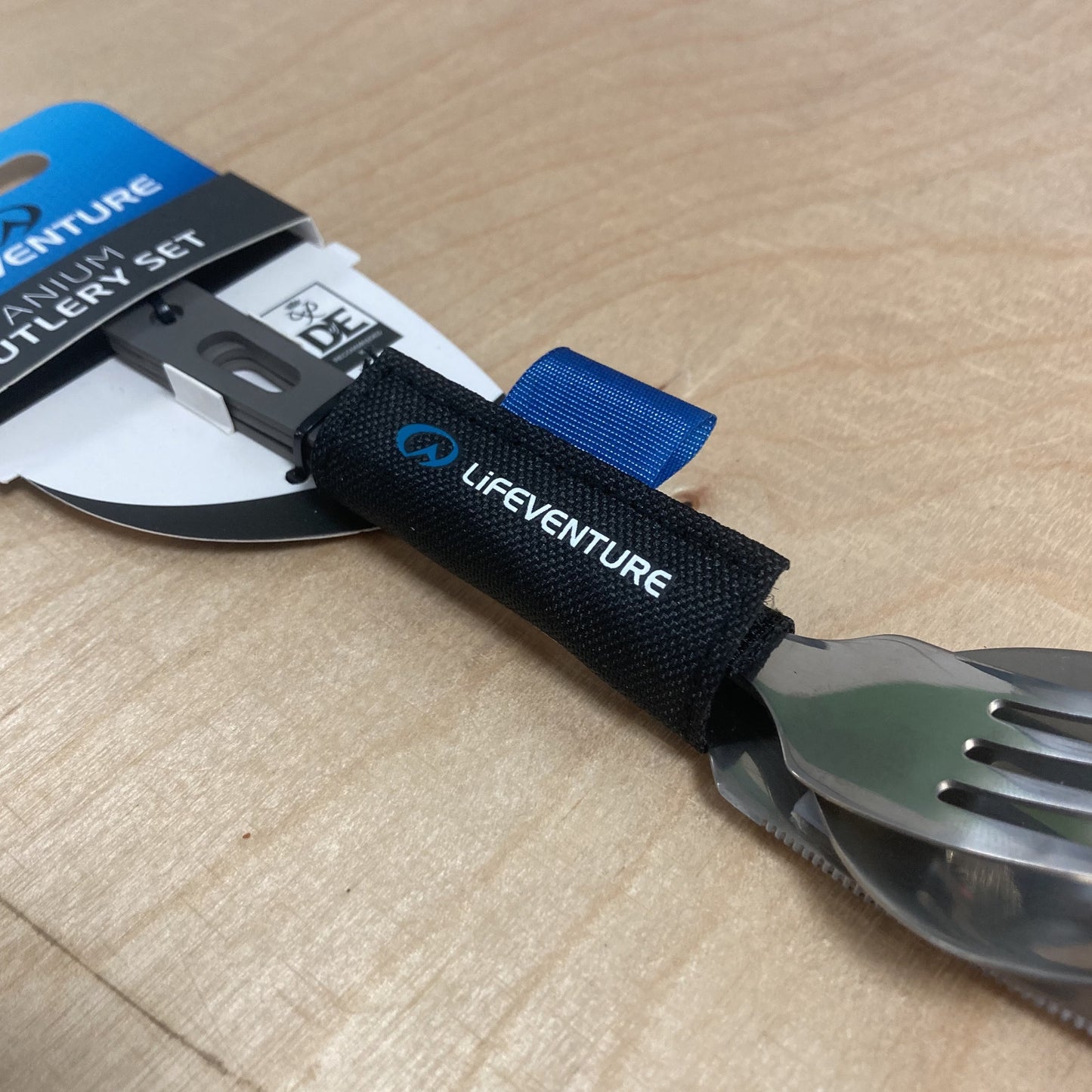 Lifeventure Titanium Knife Fork and Spoon Set Camping Utensil