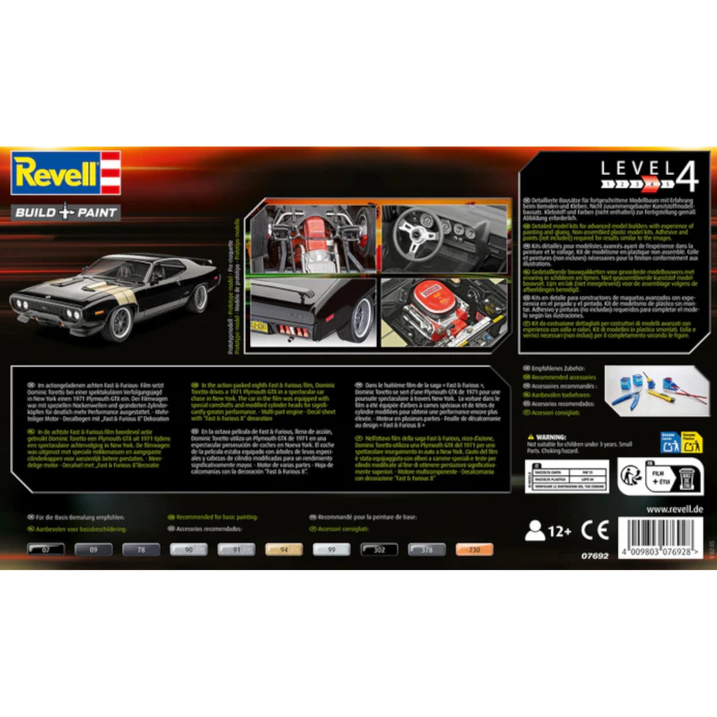 Revell Dominics 1971 Plymouth GTX Fast & Furious Car Model Kit 07692