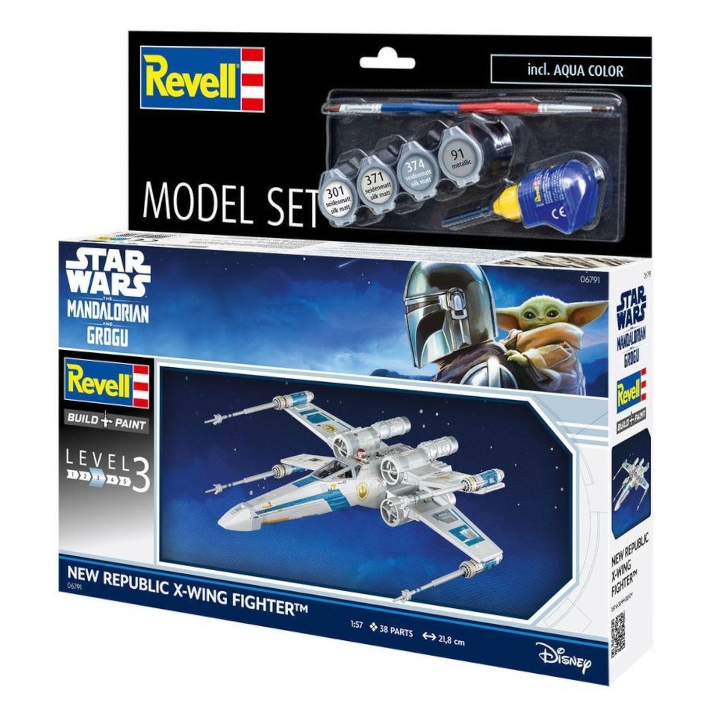 Revell Star Wars The Mandalorian & Grogu Movie Set New Republic X-Wing Spacecraft Model Kit 66791