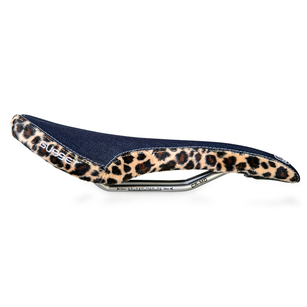 Gusset R-Series Denim/Leopard Bike Saddle Alternate 1