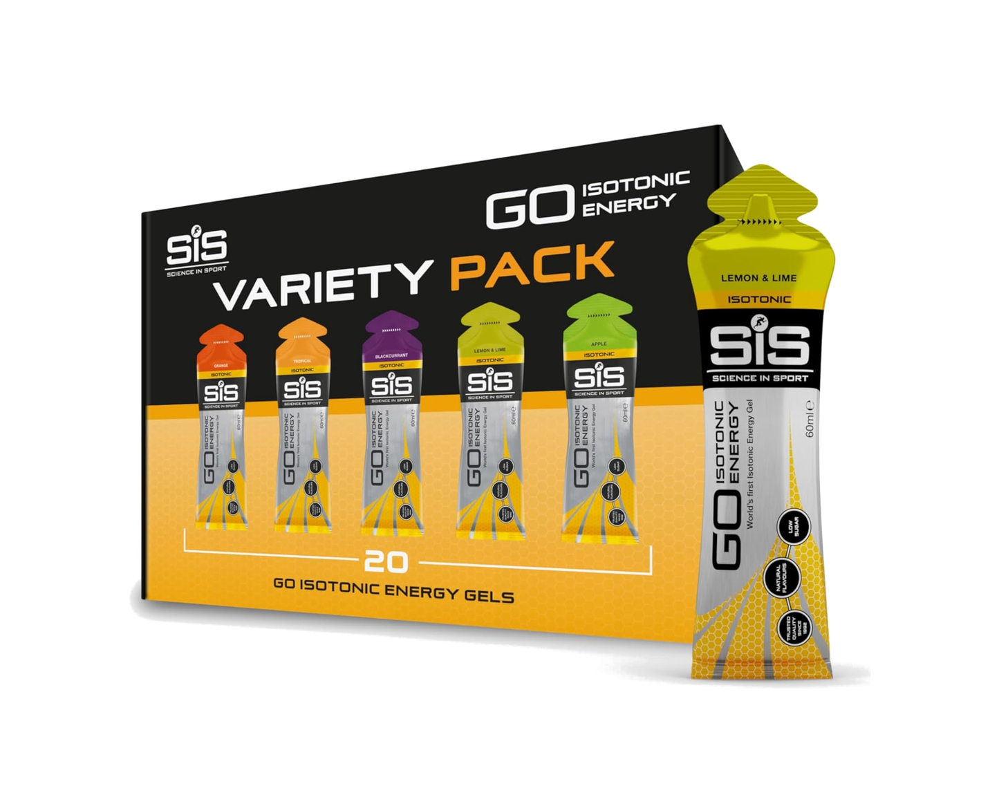 SIS GO Isotonic Sports Energy Gel | Variety Pack of 20 x 60ml