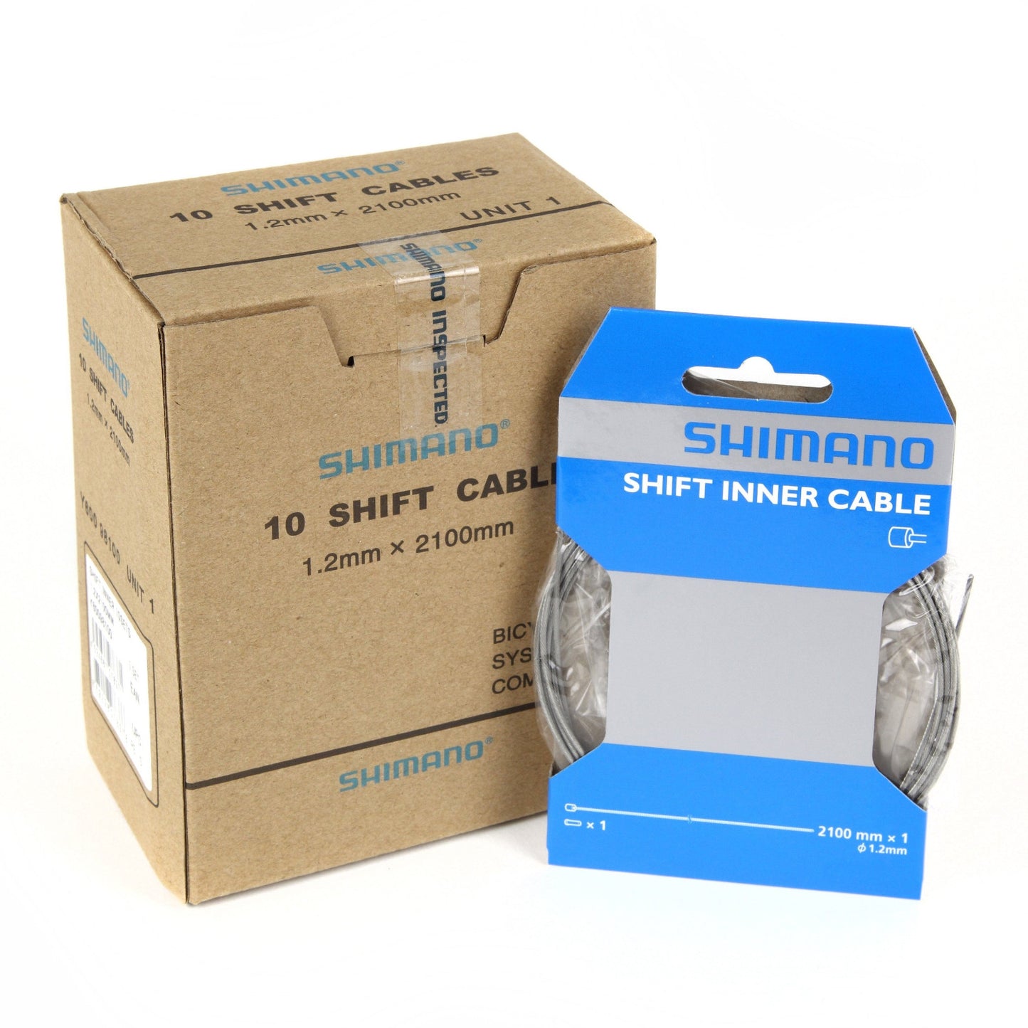 Shimano Stainless Steel MTB / Road Bike 12mm x 2100mm Bike Inner Gear Cable Box of 10