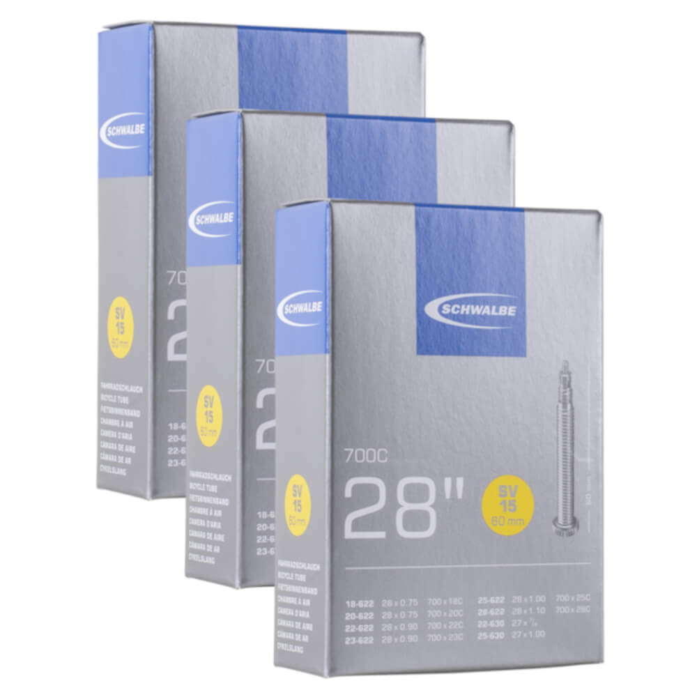 Schwalbe SVS15 700x18-28c 60mm 700c Presta Valve Bike Inner Tube Pack of 3