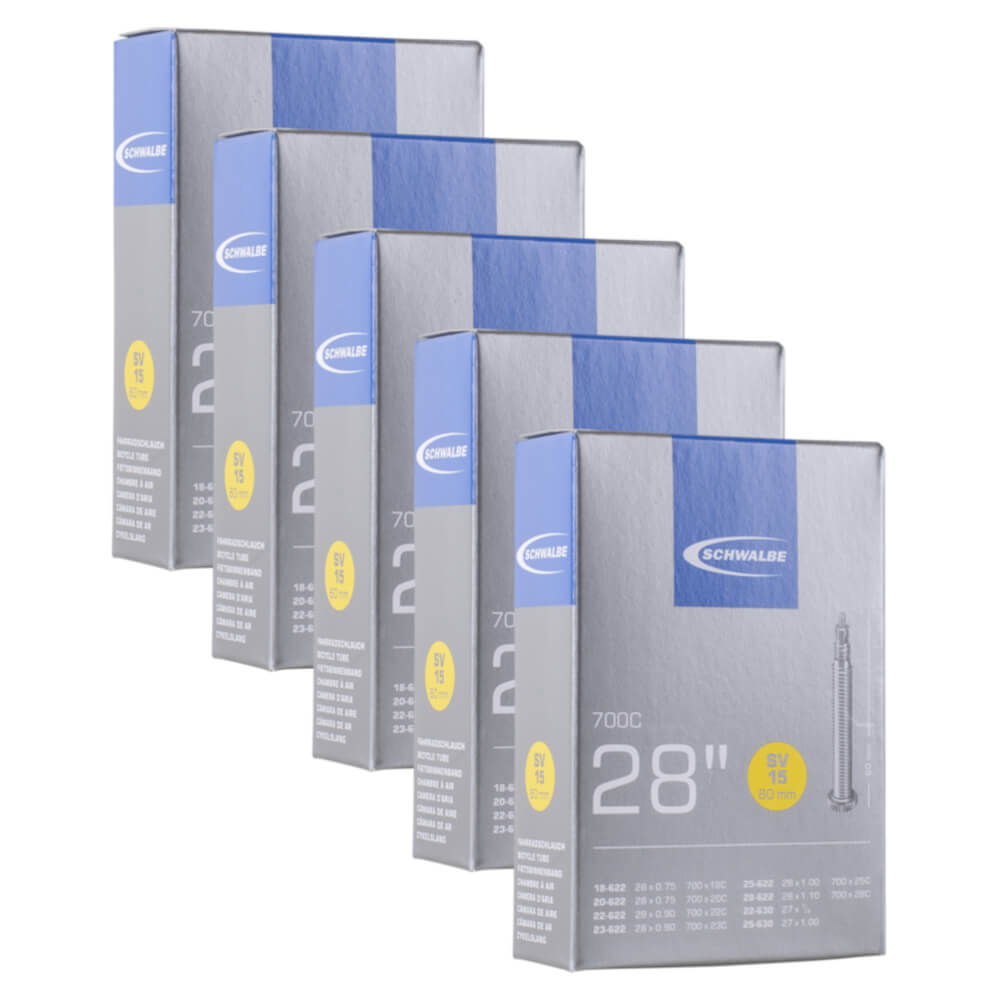 Schwalbe SVS15 700x18-28c 60mm 700c Presta Valve Bike Inner Tube Pack of 5