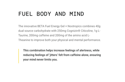 SIS BETA Fuel +Nootropics Energy Gel | Box of 30 x 60ml - Apple