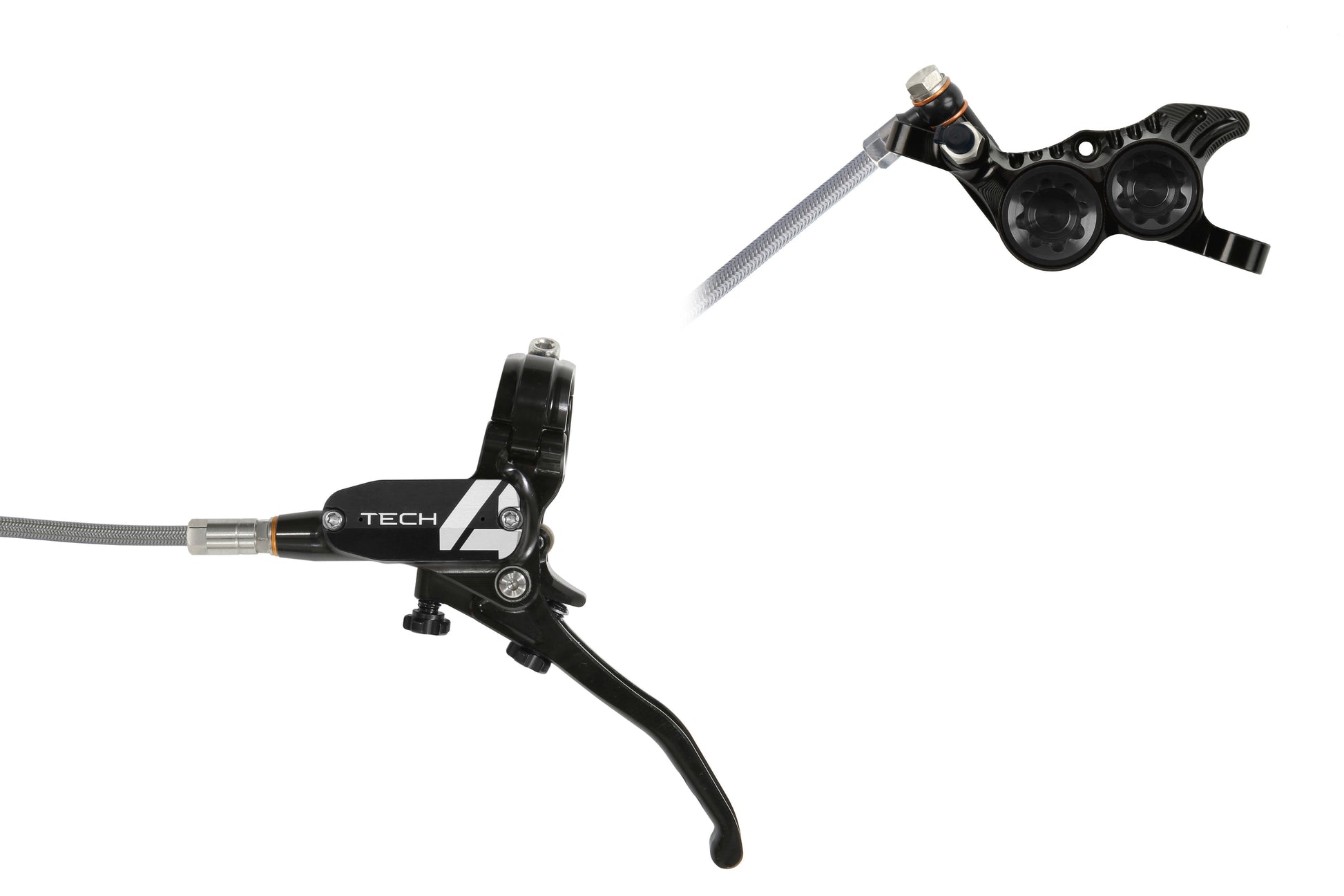 Hope Tech 4 V4 No Rotor Braided Rear Rear Hydraulic Disc Bike Brake Calliper & Lever