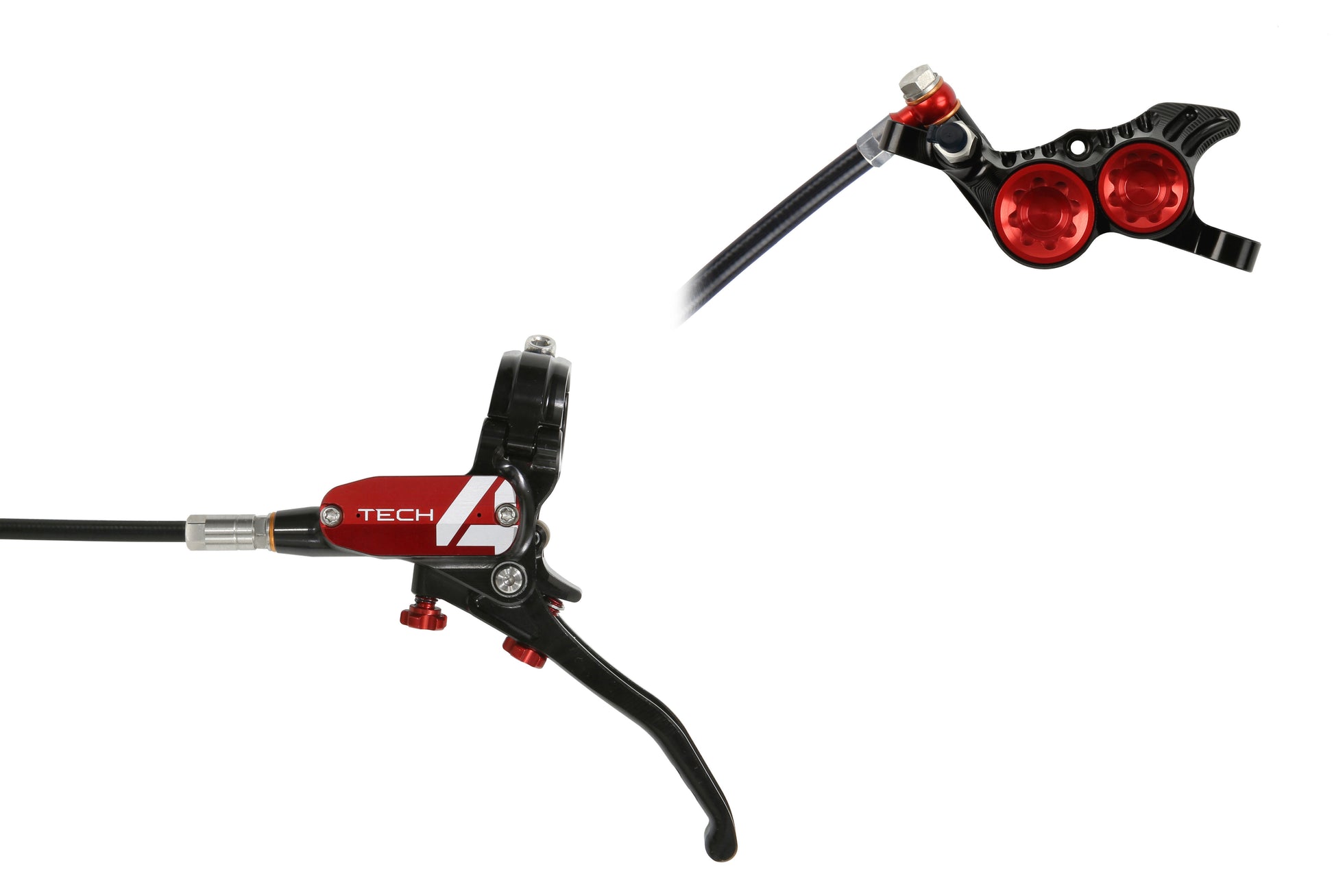 Hope Tech 4 V4 No Rotor Black/Red Front Hydraulic Disc Bike Brake Calliper & Lever