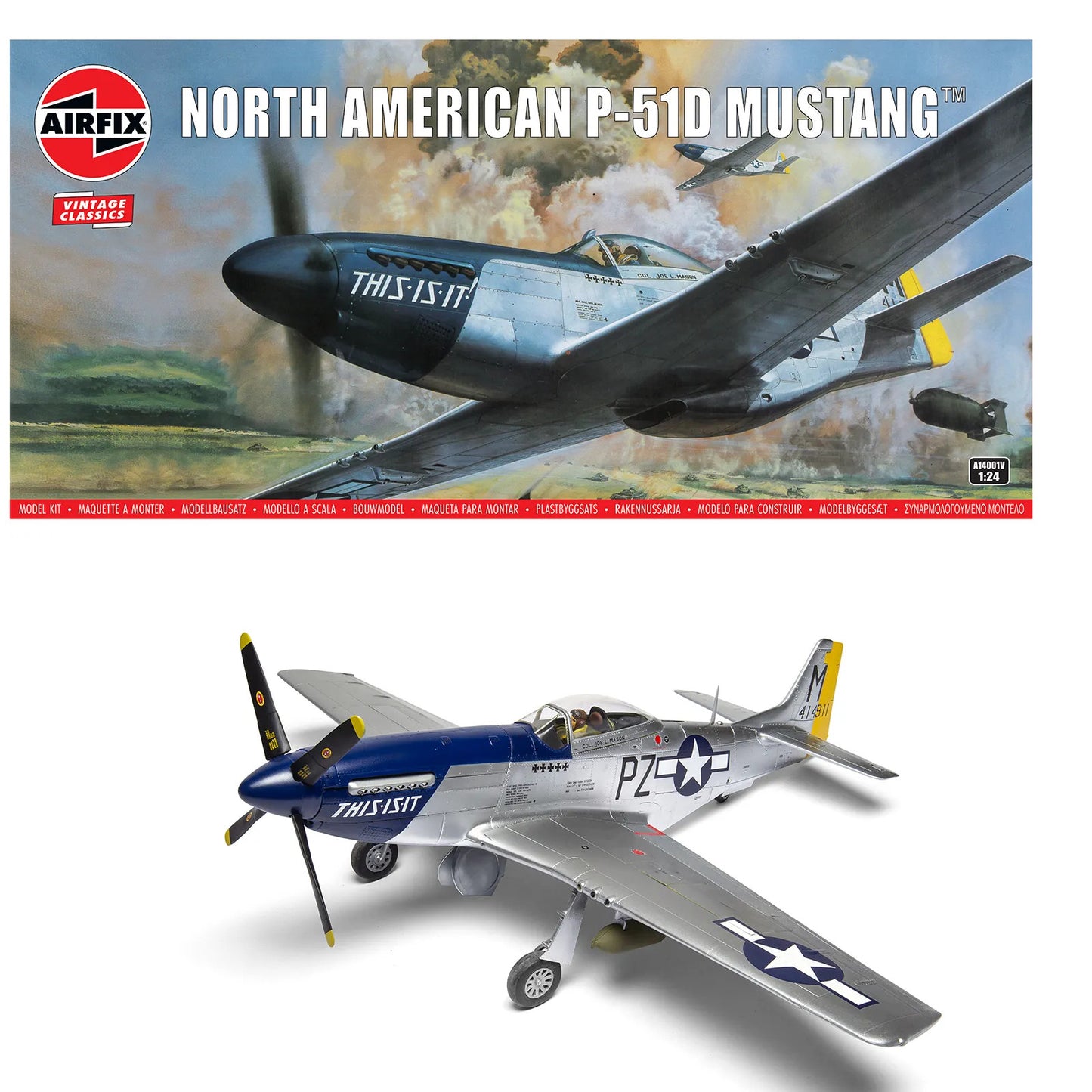AirFix North American P-51D Mustang WW2 Plane Model Kit A14001V