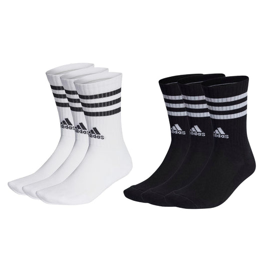 Adidas 3 Stripe Cushioned Crew 6.5 - 8 UK Socks 3 Pairs