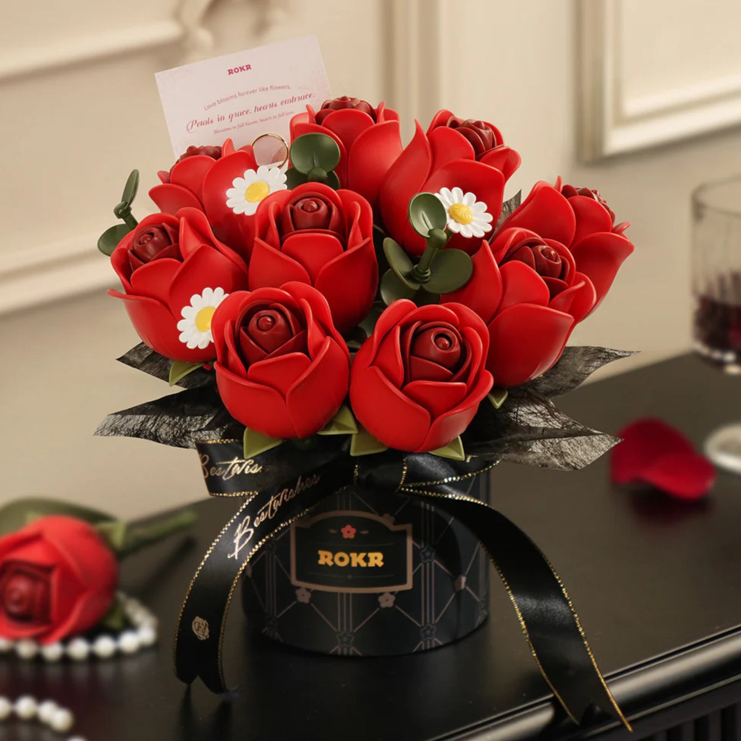 Rolife Red Rose Bouquet DIY 3D Puzzle AF02J Alternate 1