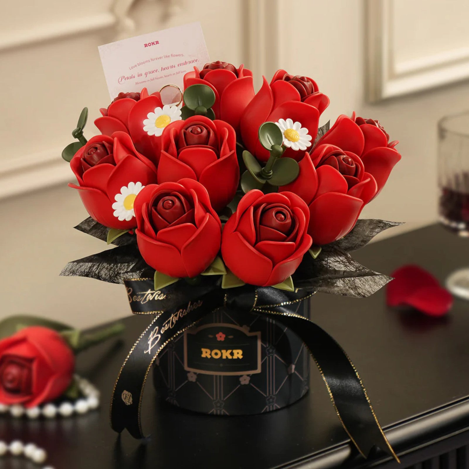 Rolife Red Rose Bouquet DIY 3D Puzzle AF02J Alternate 1