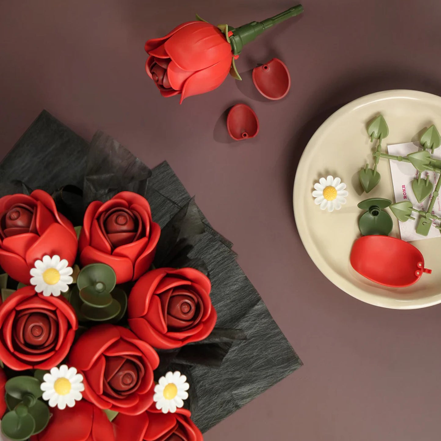 Rolife Red Rose Bouquet DIY 3D Puzzle AF02J Alternate 2