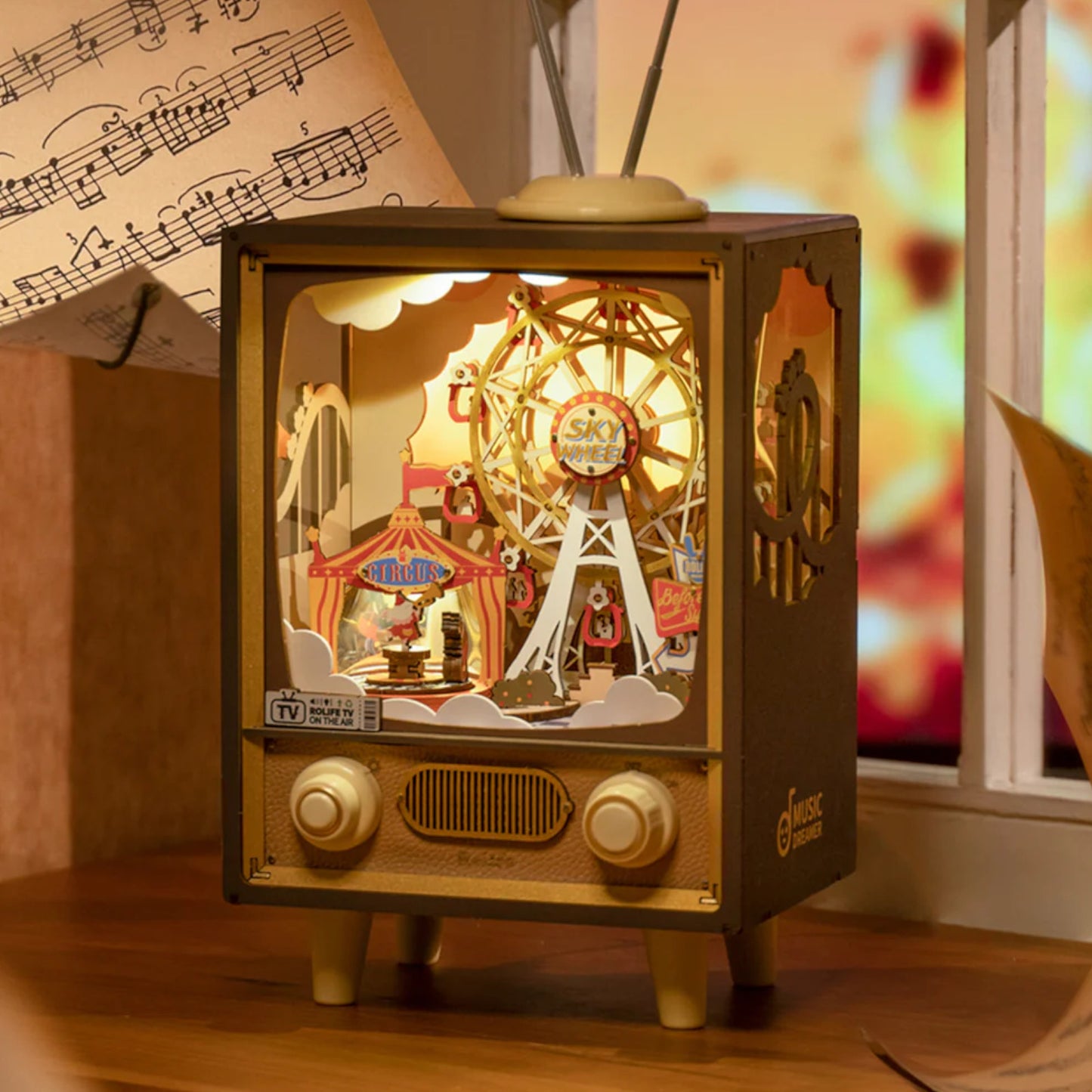 Rolife Sunset Carnival DIY Music Box Wooden 3D Puzzle AMT01 Alternate 3