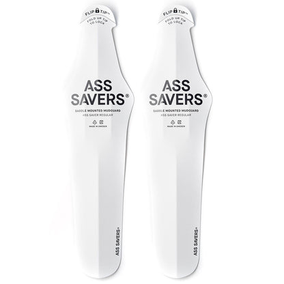 Ass Savers Regular Road Clip On Bike Saddle Mounted Mudguard White Pack of 2