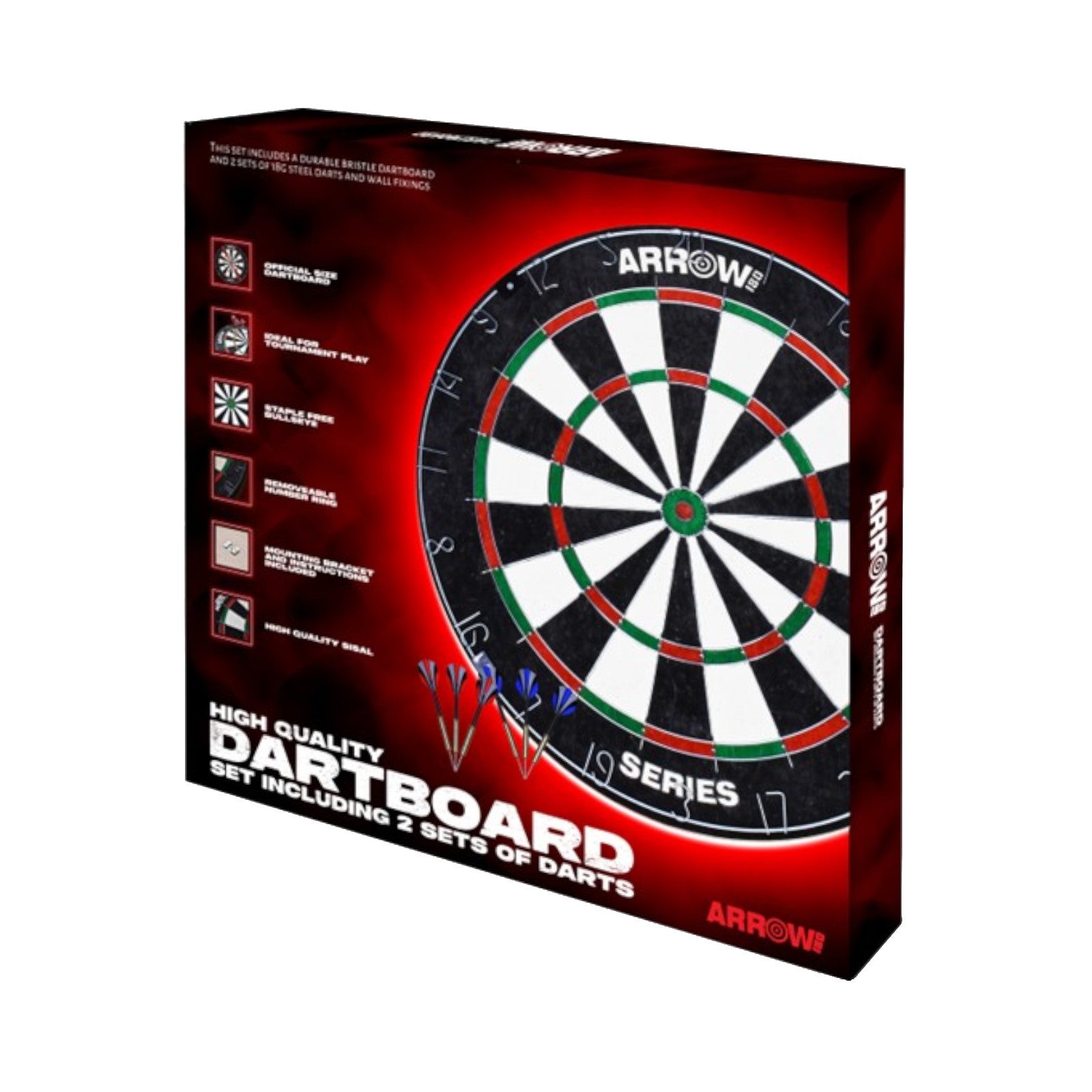 Arrow180 Bristle Dartboard with 2 FREE 18g Sets of Darts Alternate 12