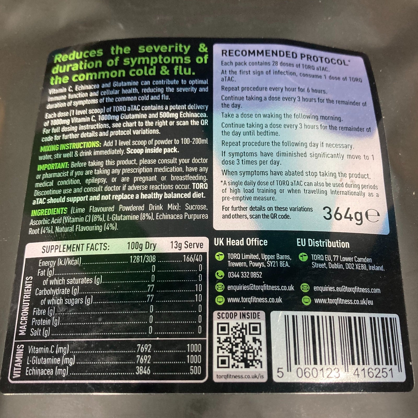 Torq aTAC Cold & Flu Relief Pouch 28 Doses Lime 2 Pack Sports Energy Gel Alternate 5