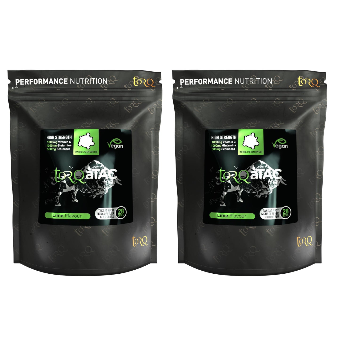 Torq aTAC Cold & Flu Relief Pouch 28 Doses Lime 2 Pack Sports Energy Gel