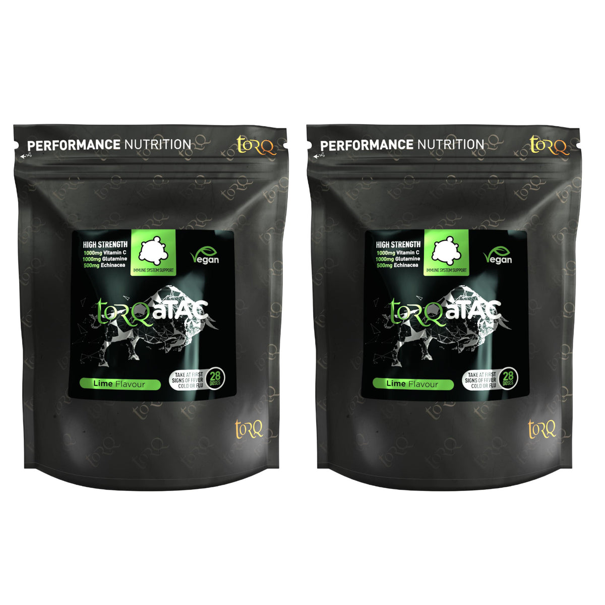 Torq aTAC Cold & Flu Relief Pouch 28 Doses Lime 2 Pack Sports Energy Gel