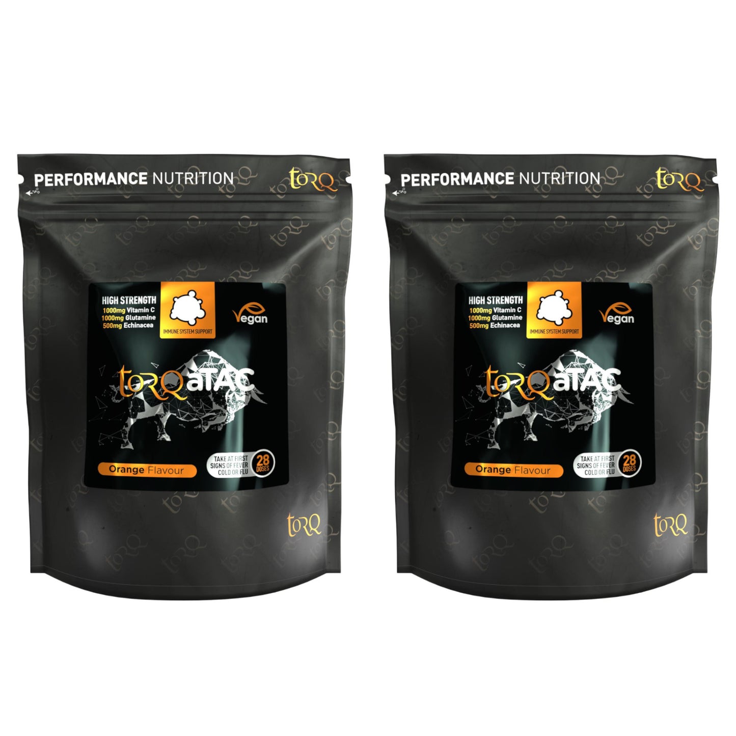 Torq aTAC Cold & Flu Relief Pouch 28 Doses Orange 2 Pack Sports Energy Gel