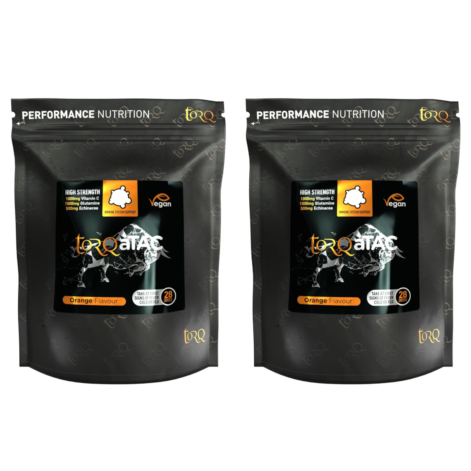 Torq aTAC Cold & Flu Relief Pouch 28 Doses Orange 2 Pack Sports Energy Gel