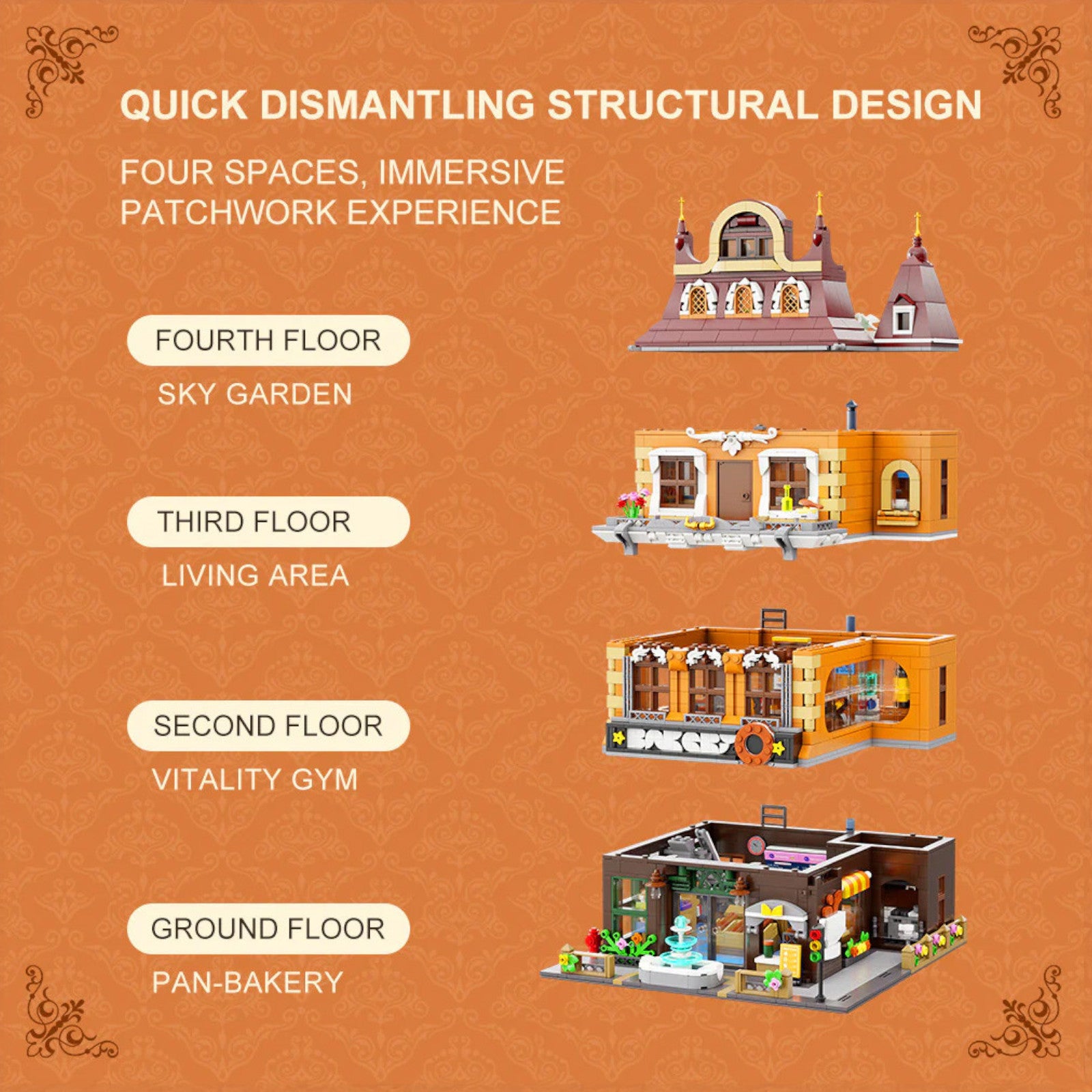 Pantasy Bakery 4 Storey Building 3D Puzzle 2663 Pieces 85013 Alternate 4