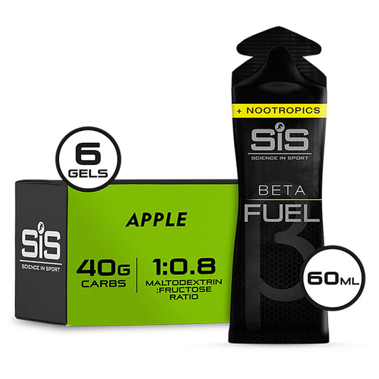 SIS BETA Fuel Gel Plus Nootropics 6 Pack 60ml Sports Energy Gel Apple Box of 6