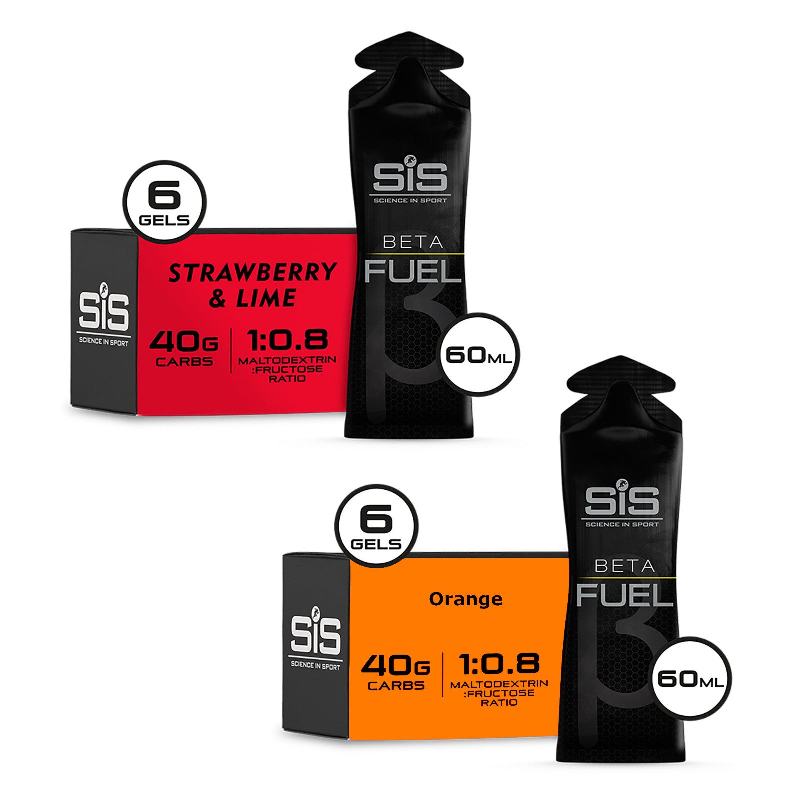 SIS BETA Fuel Gel 6 Pack 60ml Sports Energy Gel Box of 6 Collection