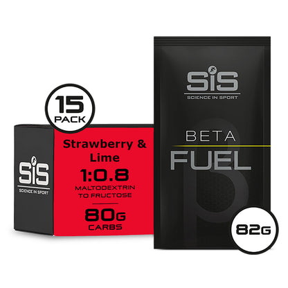 SIS BETA Fuel Drink 82g Sachets Sports Energy Powder Strawberry and Lime Box of 15