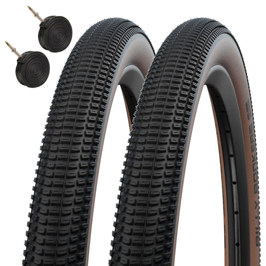 Schwalbe Billy Bonkers Black Bronze Tan 26 x 2.10 Pair Presta Tubes 26 Inch Bike Tyre