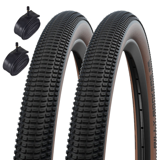 Schwalbe Billy Bonkers Black Bronze Tan 26 x 2.10 Pair Schrader Tubes 26 Inch Bike Tyre