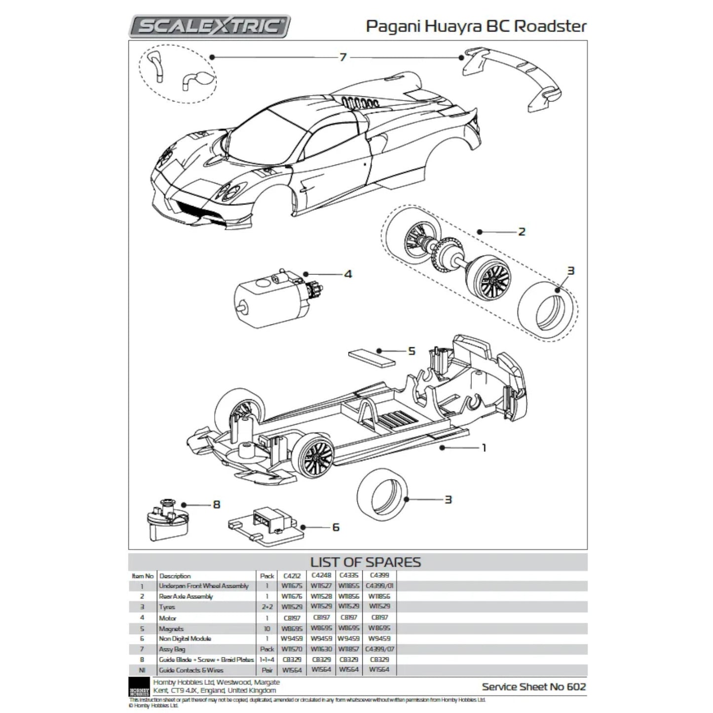 Scalextric Pagani Huayra BC Roadster Metallic Pearl White Scalextric Car Alternate 6