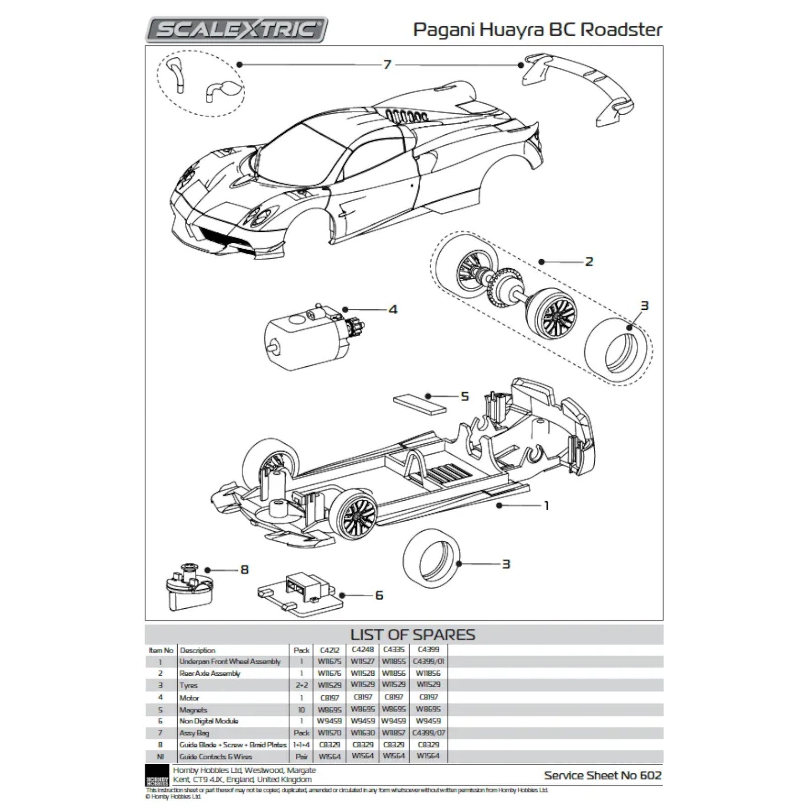 Scalextric Pagani Huayra BC Roadster Metallic Pearl White Scalextric Car Alternate 6