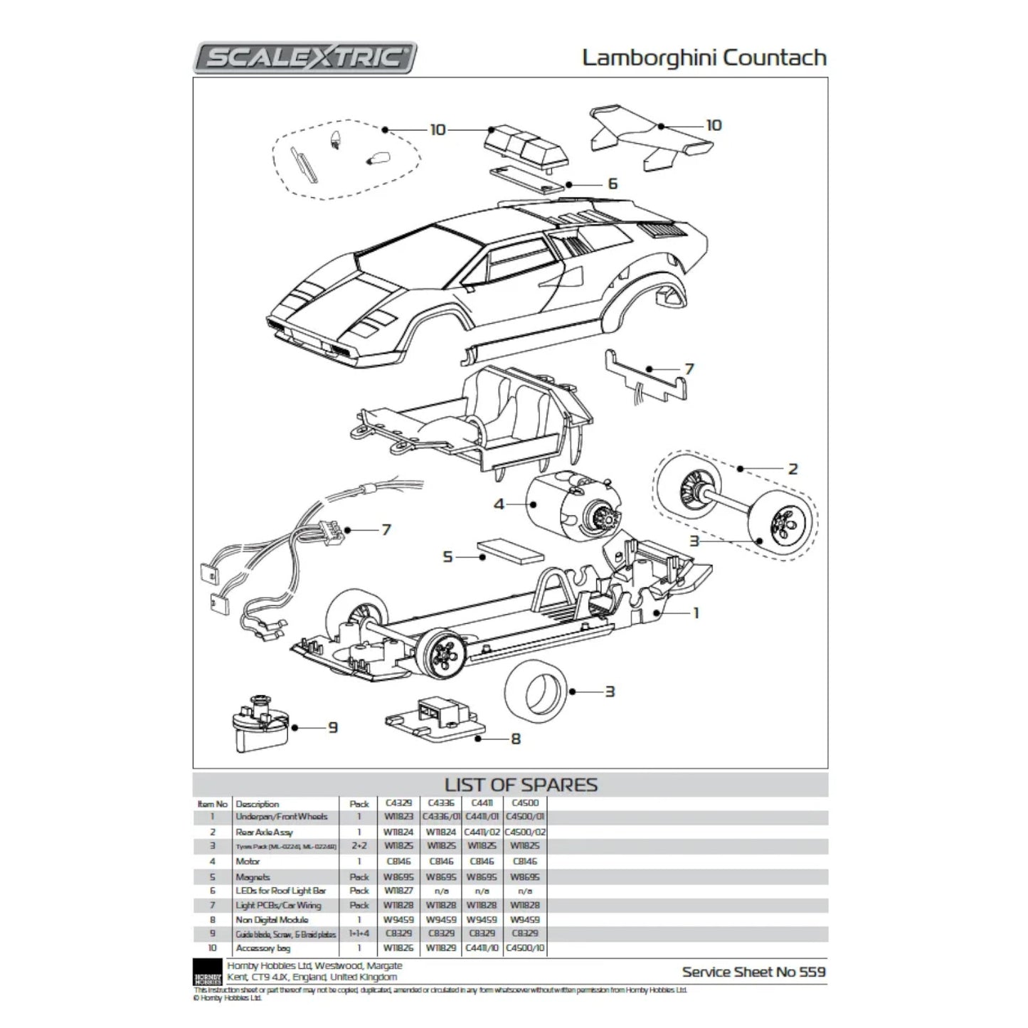 Scalextric Lamborghini Countach Green Scalextric Car Alternate 6